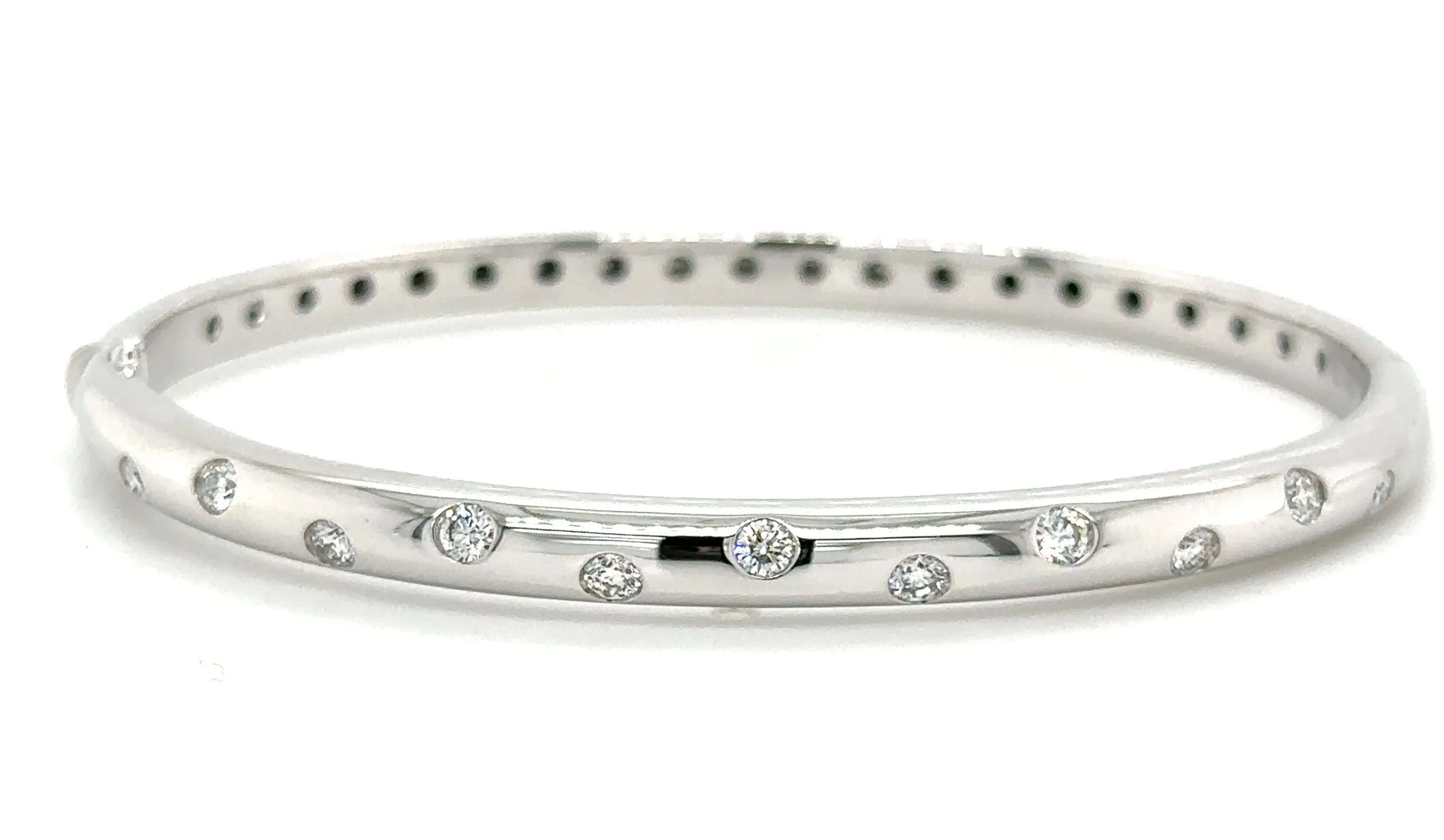 0.55CT TW Burnish Set Diamond Station Bangle Bracelet