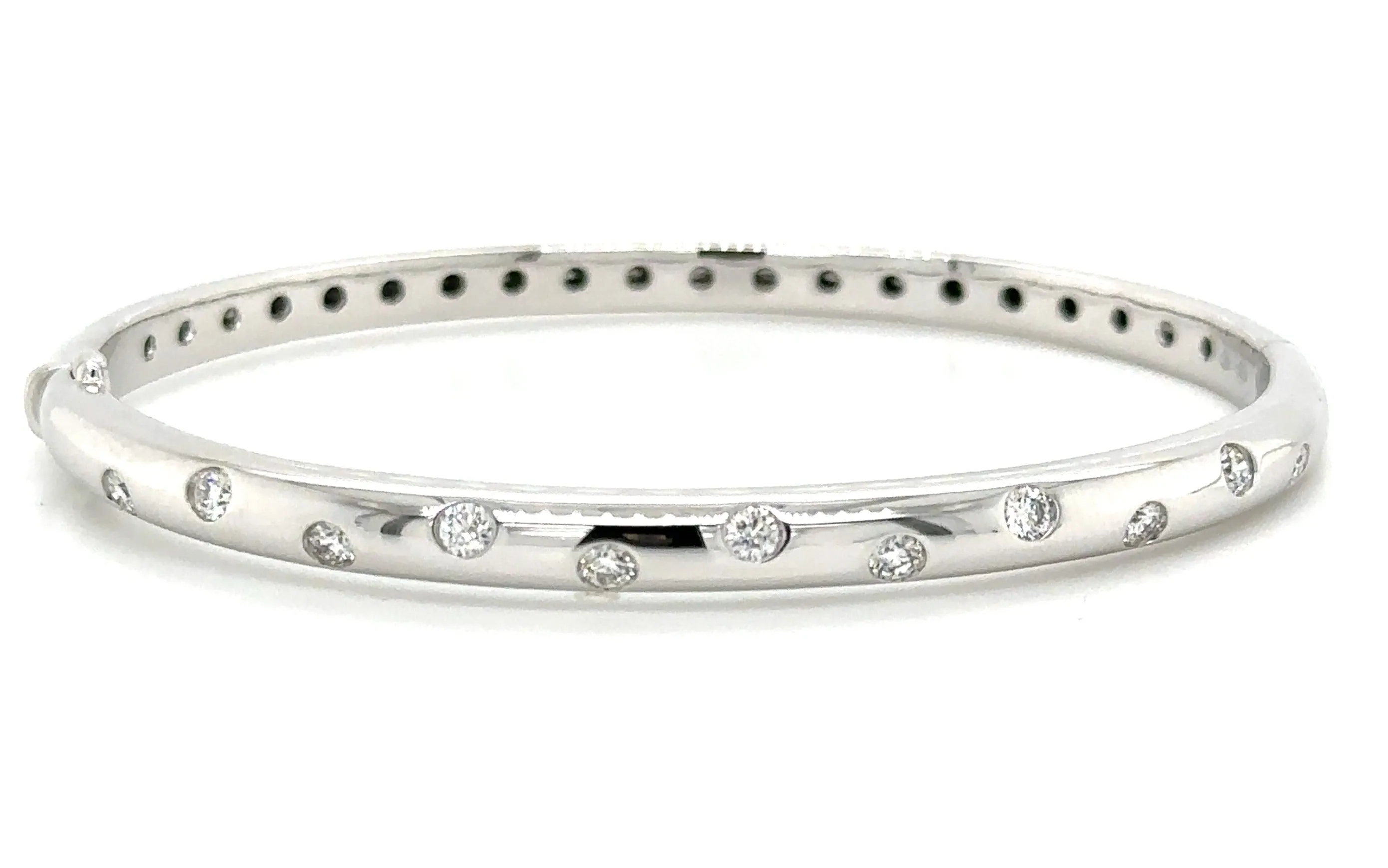 0.55CT TW Burnish Set Diamond Station Bangle Bracelet