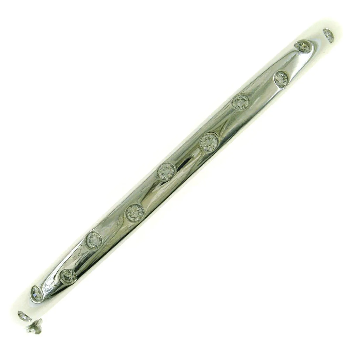 0.55CT TW Burnish Set Diamond Station Bangle Bracelet