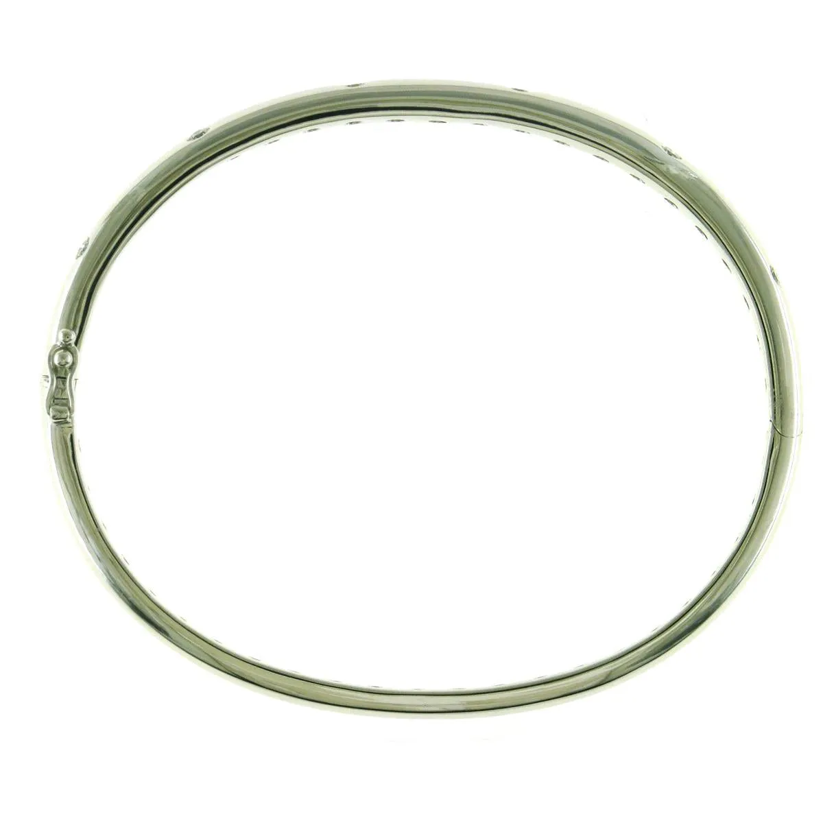 0.55CT TW Burnish Set Diamond Station Bangle Bracelet