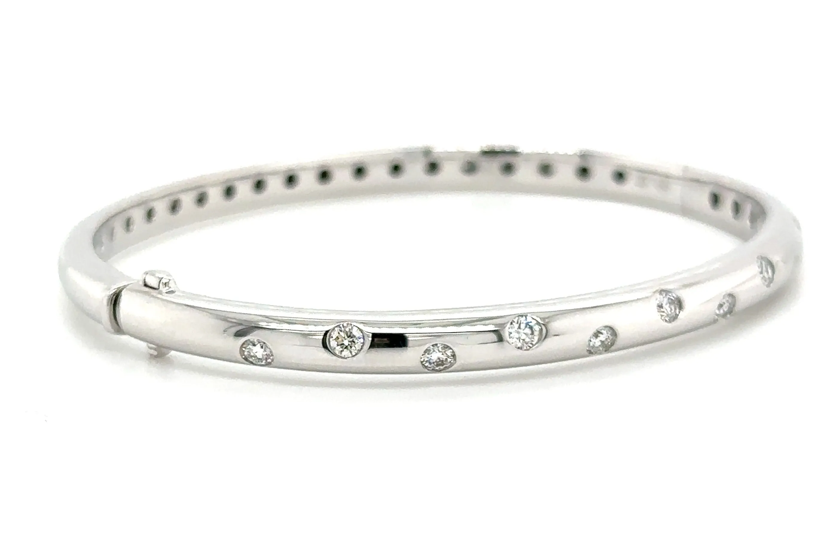 0.55CT TW Burnish Set Diamond Station Bangle Bracelet