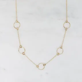 14k Gold Filled Chain with Small Hoops Necklace