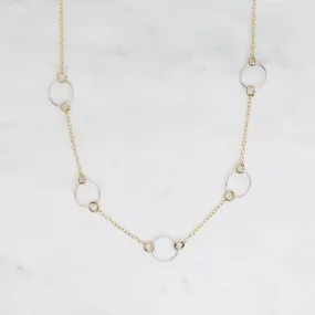 14k Gold Filled Chain with Small Sterling Silver Hoops Necklace