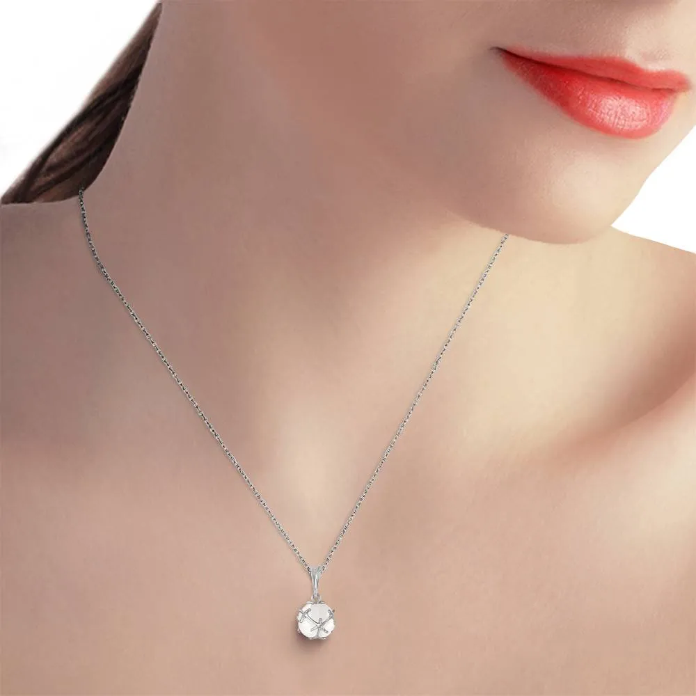 14K Solid White Gold Necklace w/ Natural Opals