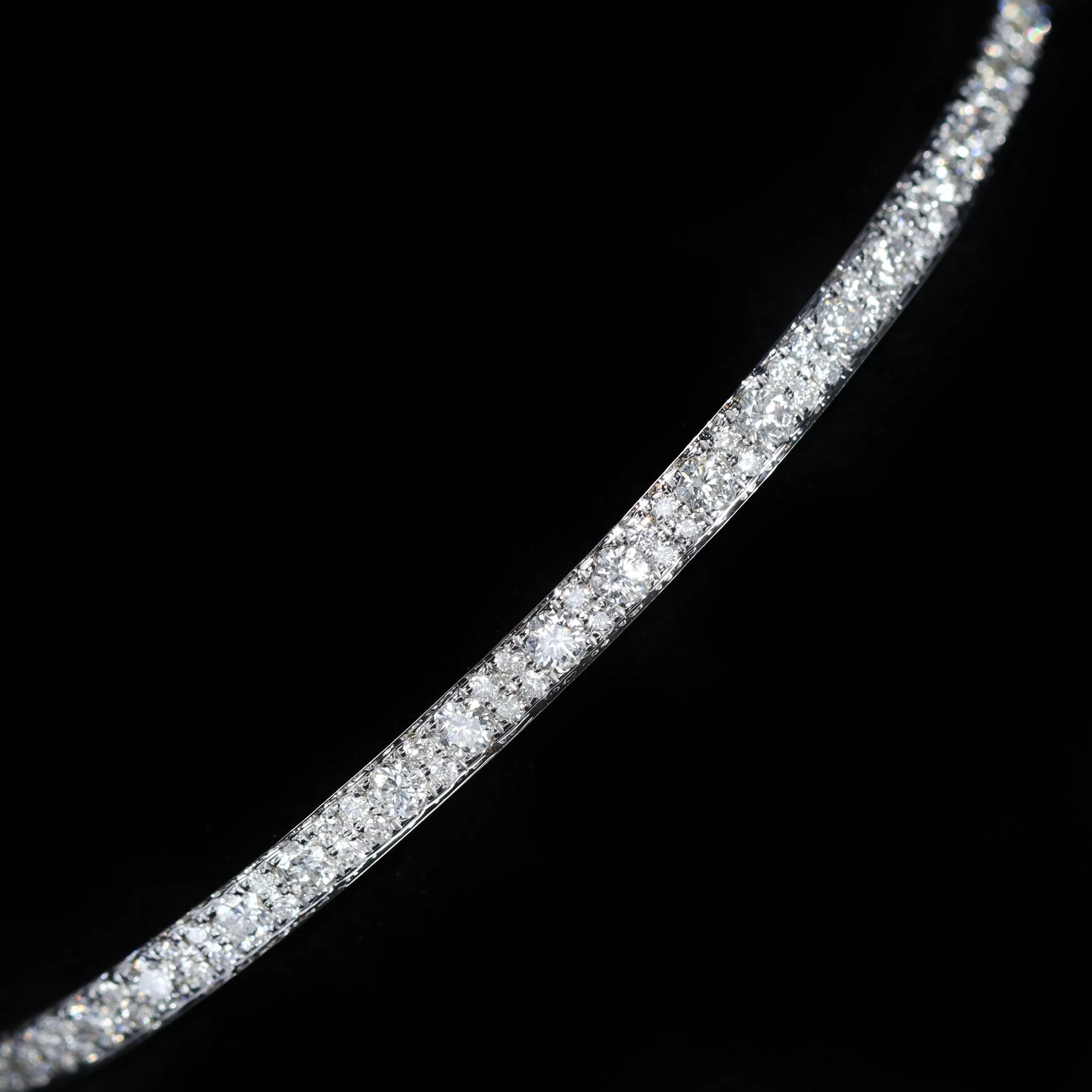 14K White Gold 1.39 CTW Diamond Bangle Bracelet