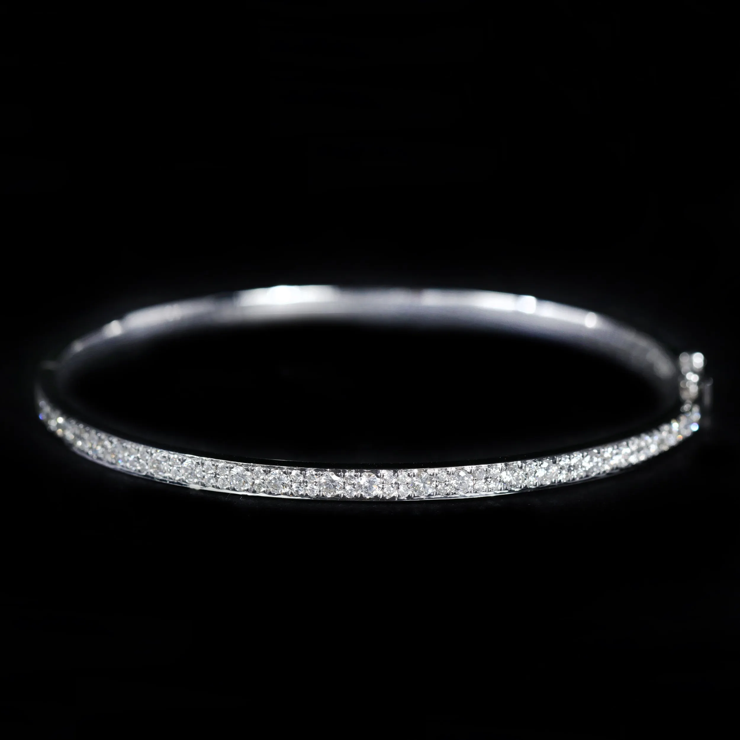 14K White Gold 1.39 CTW Diamond Bangle Bracelet