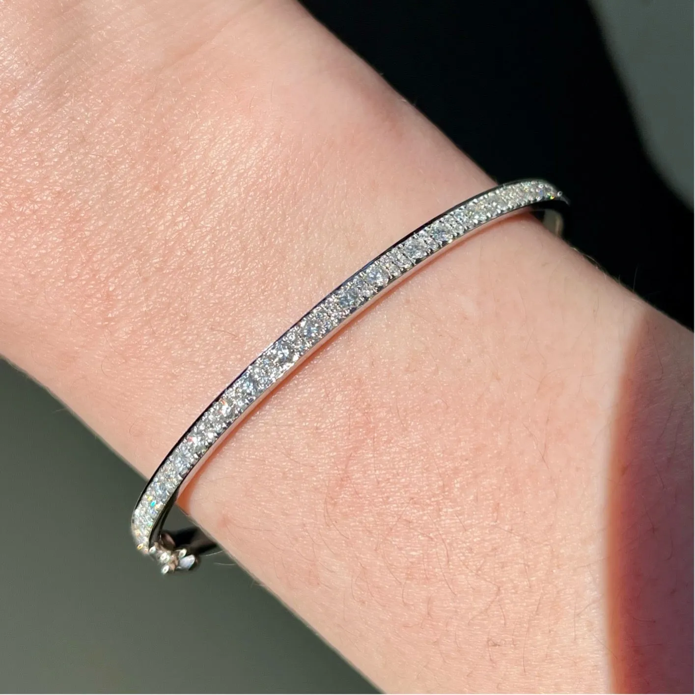 14K White Gold 1.39 CTW Diamond Bangle Bracelet