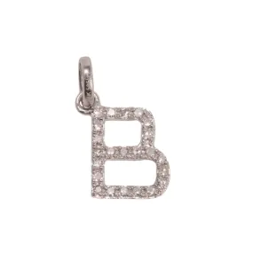 14K White Letter B Diamond Charm 8pts 8mm