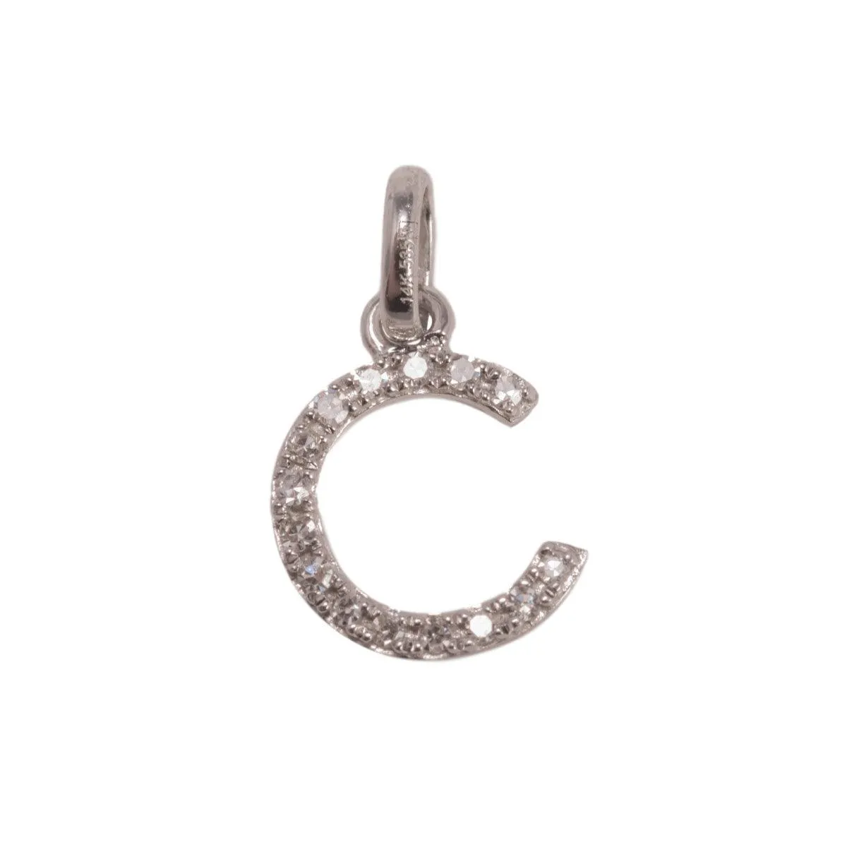 14K White Letter C Diamond Charm 5pts 8mm