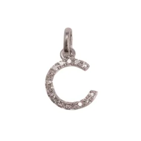 14K White Letter C Diamond Charm 5pts 8mm
