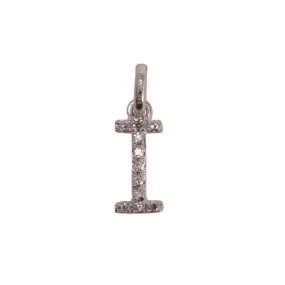 14K White Letter I Diamond Charm 4pts 8mm