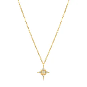 14kt Gold Opal and White Sapphire Star Necklace