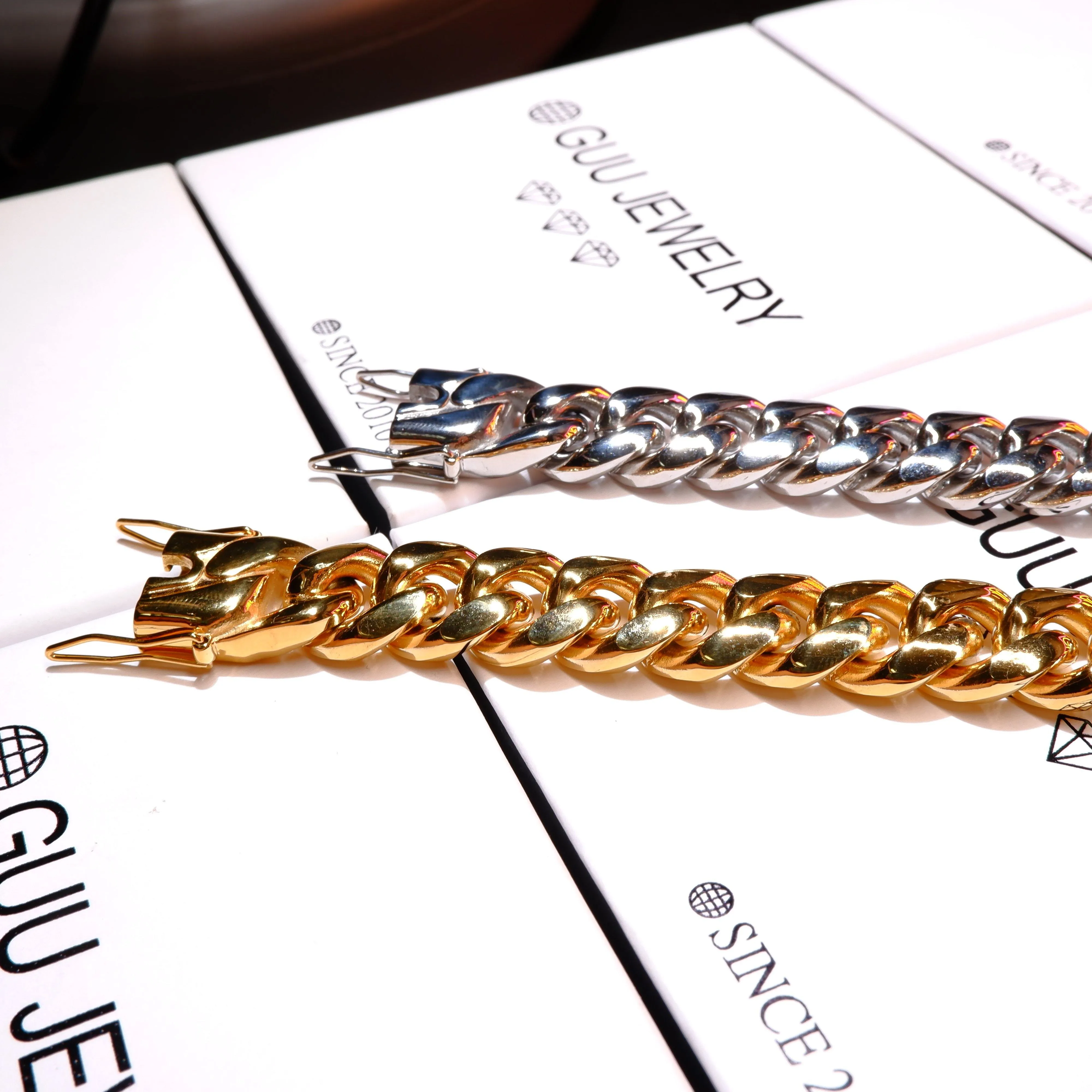 14mm White/Gold-Plated Classic Miami Cuban Bracelet
