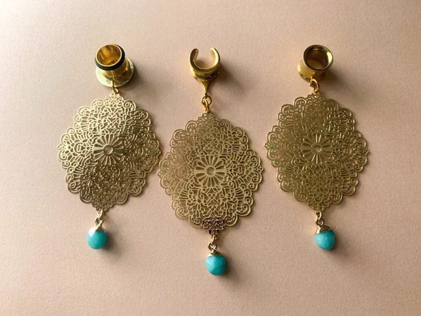18k Gold Filigree With Blue Jade Dangles
