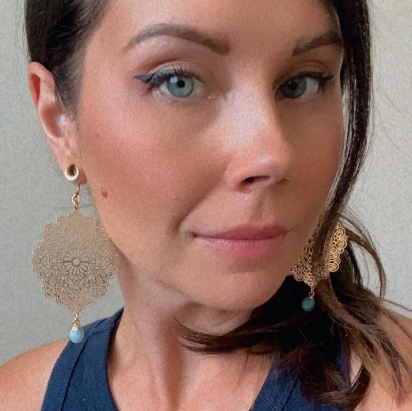 18k Gold Filigree With Blue Jade Dangles