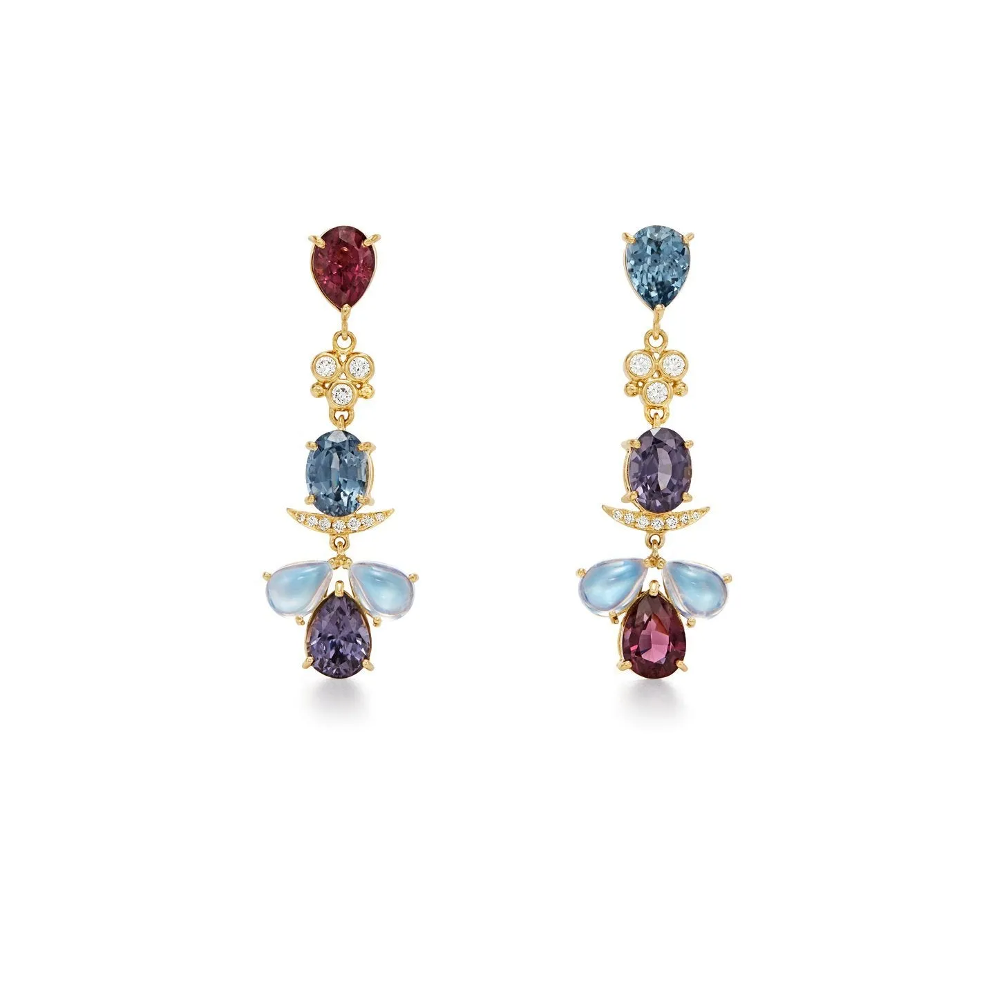 18K Seta Moon Drop Earrings