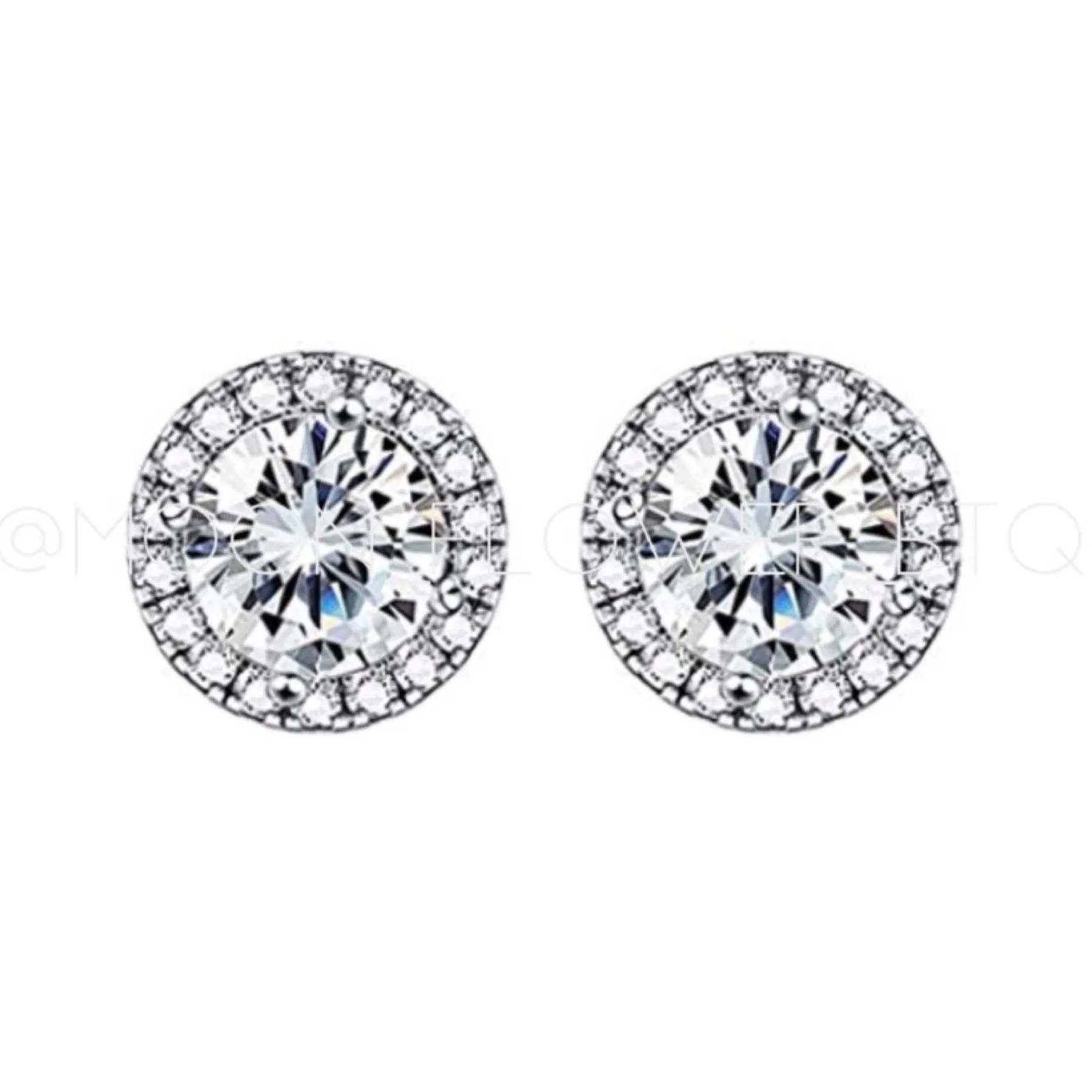 18k White Gold Round Stud Earrings