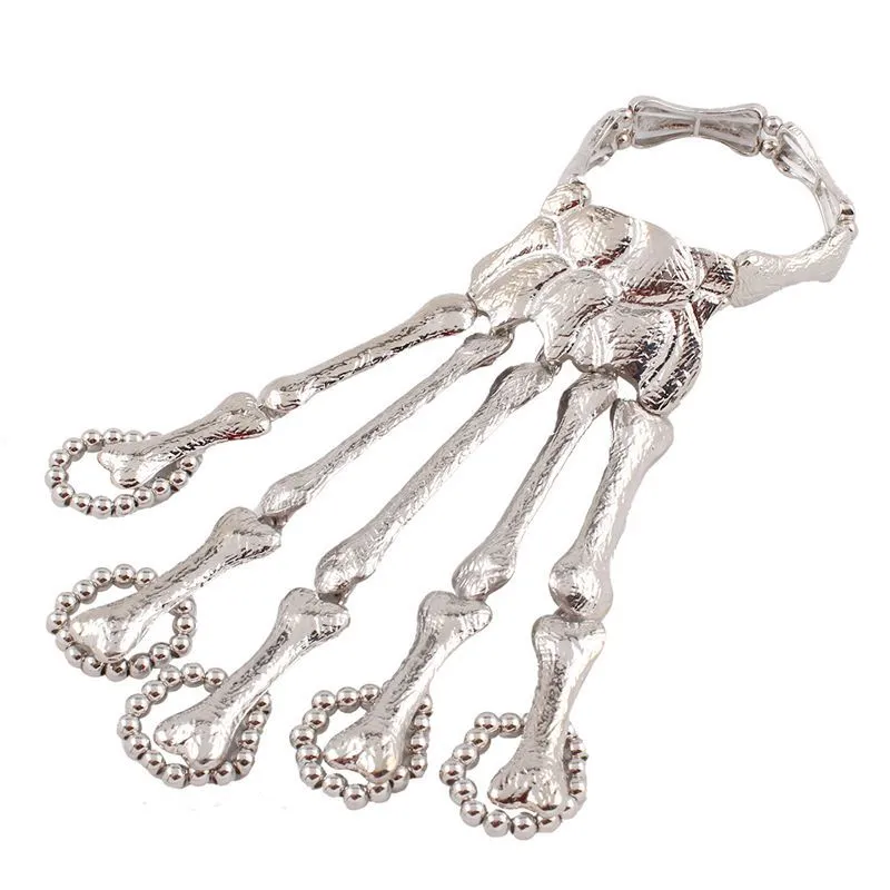 2x Halloween Xmas Christmas Gifts Decoration Ornament Bracelet European and American Skull Finger Bracelet for Women