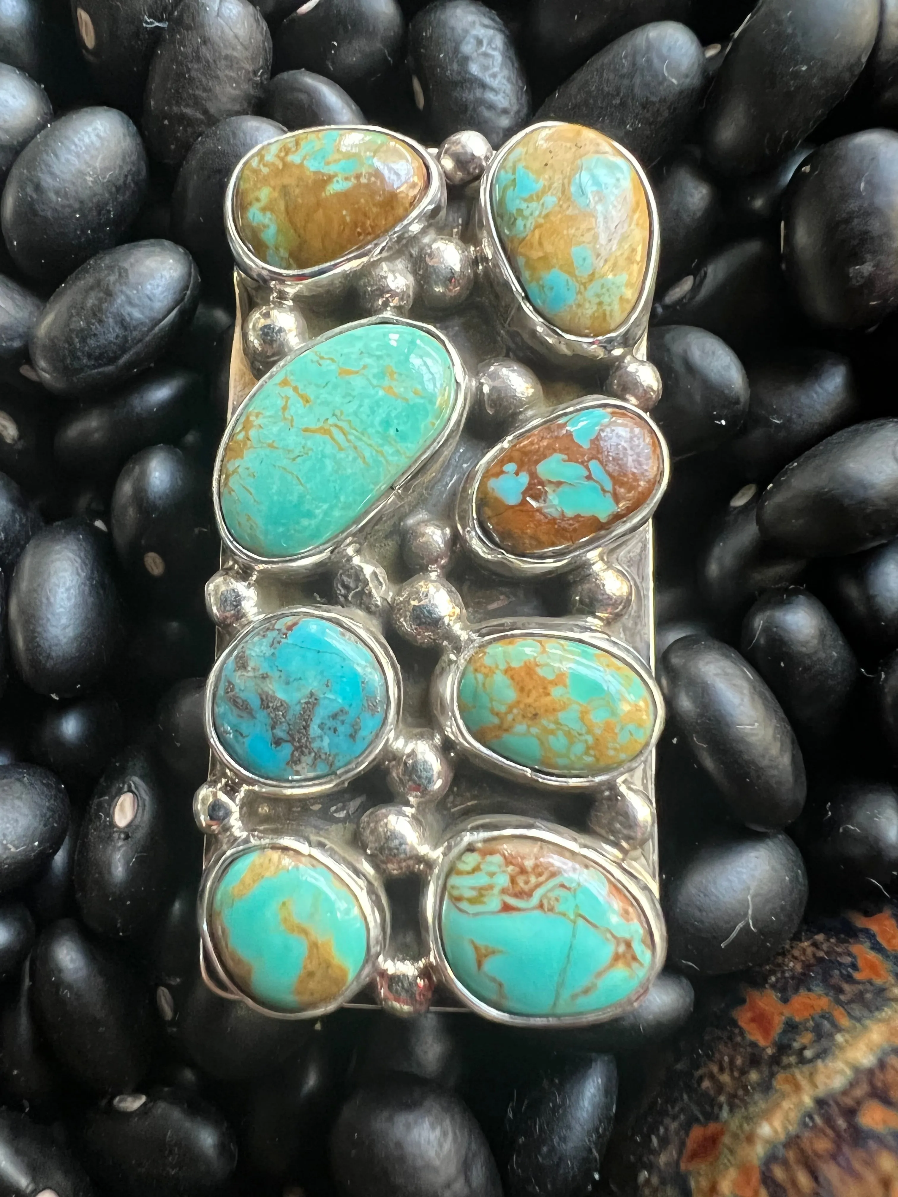 8 stone Turquoise Cluster Ring