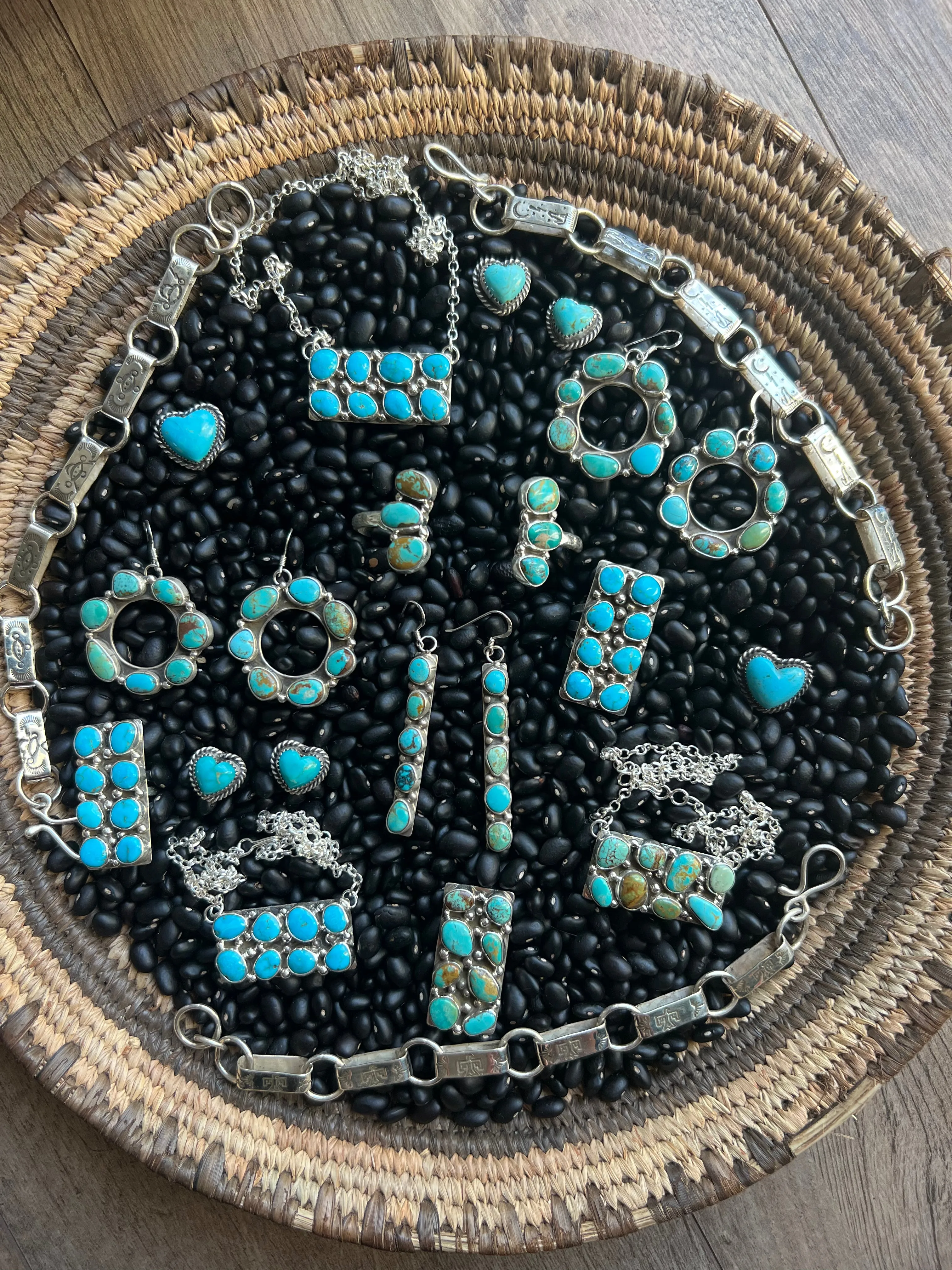 8 stone Turquoise Cluster Ring