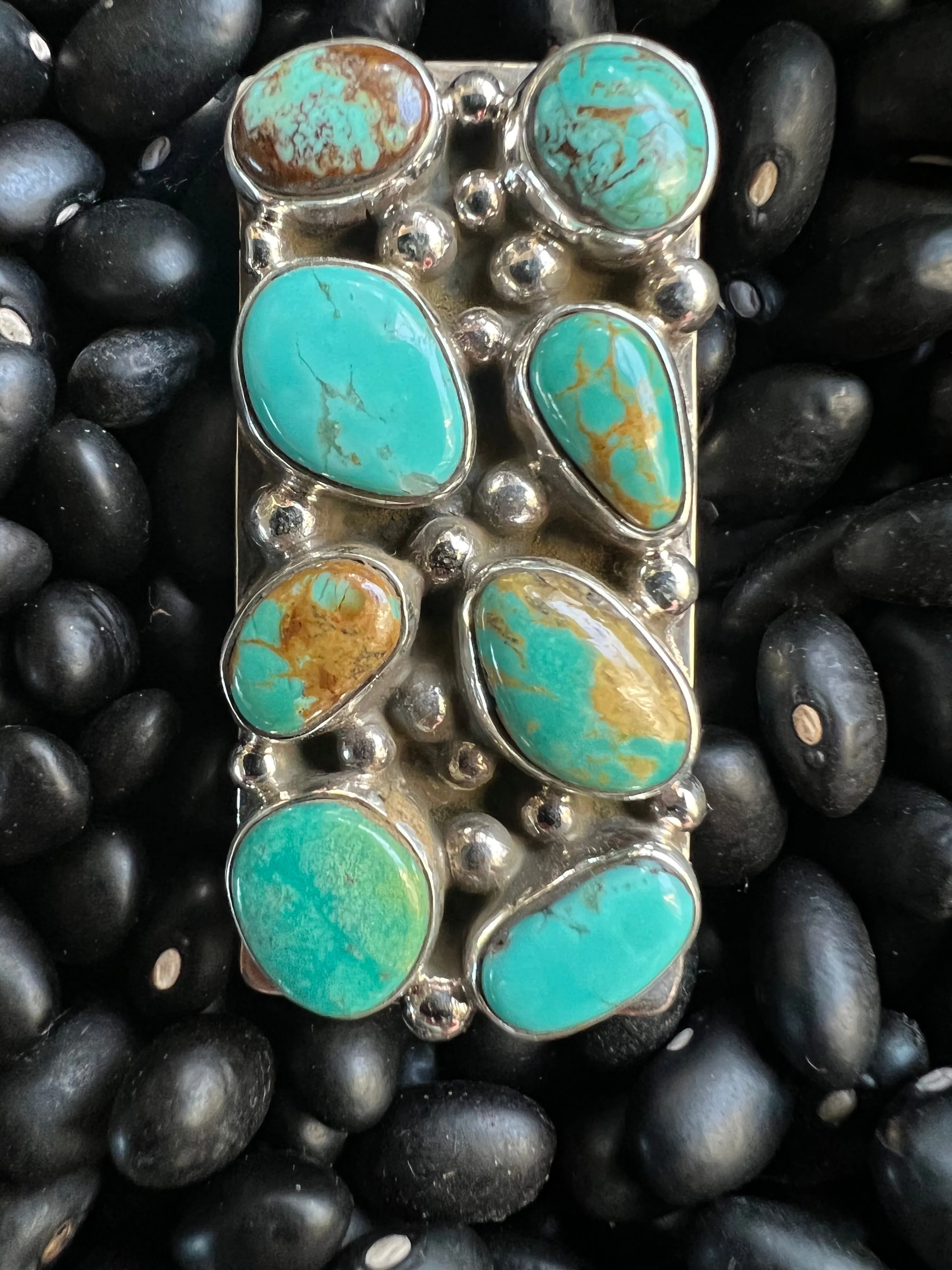 8 stone Turquoise Cluster Ring
