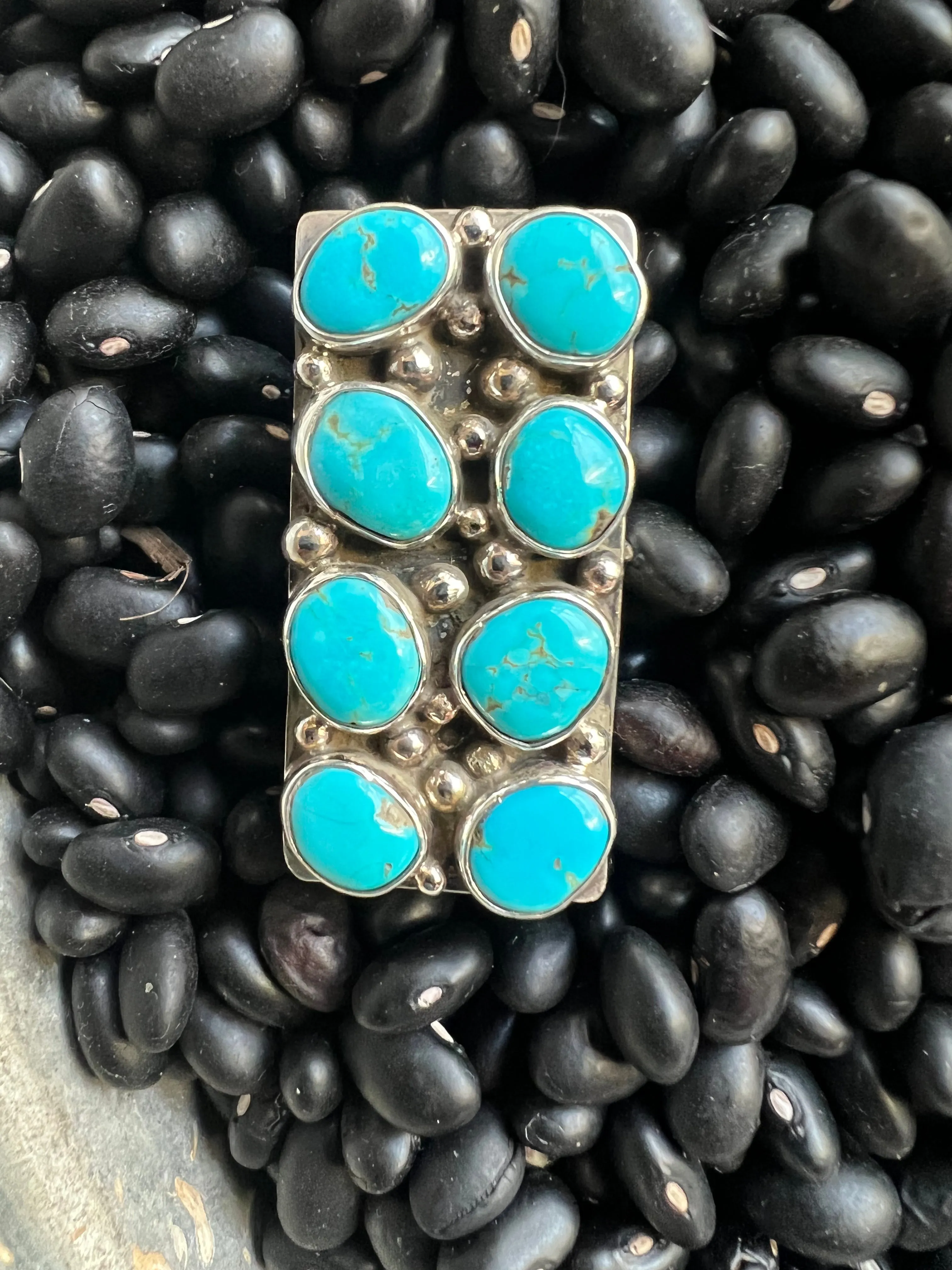 8 stone Turquoise Cluster Ring