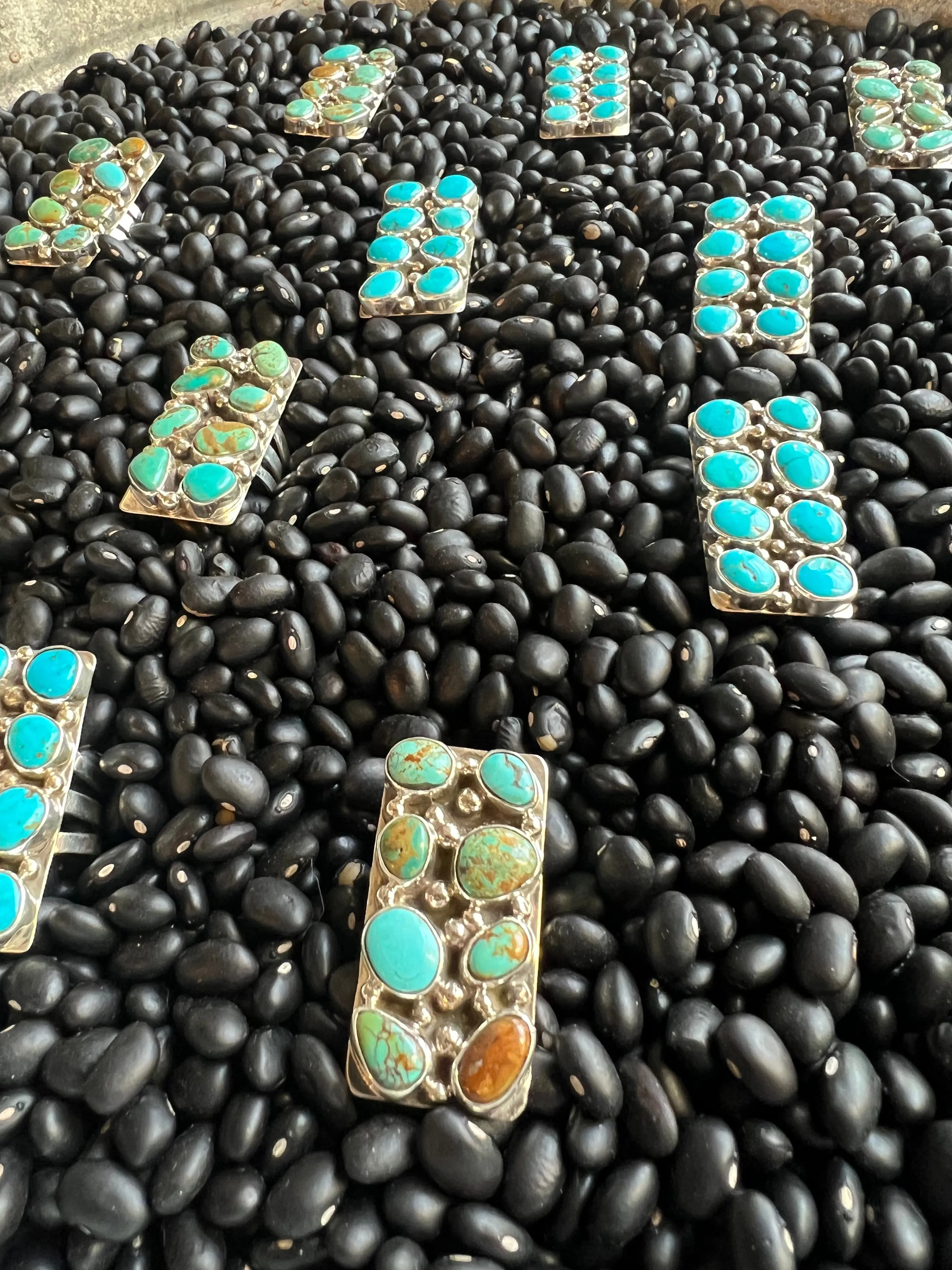 8 stone Turquoise Cluster Ring