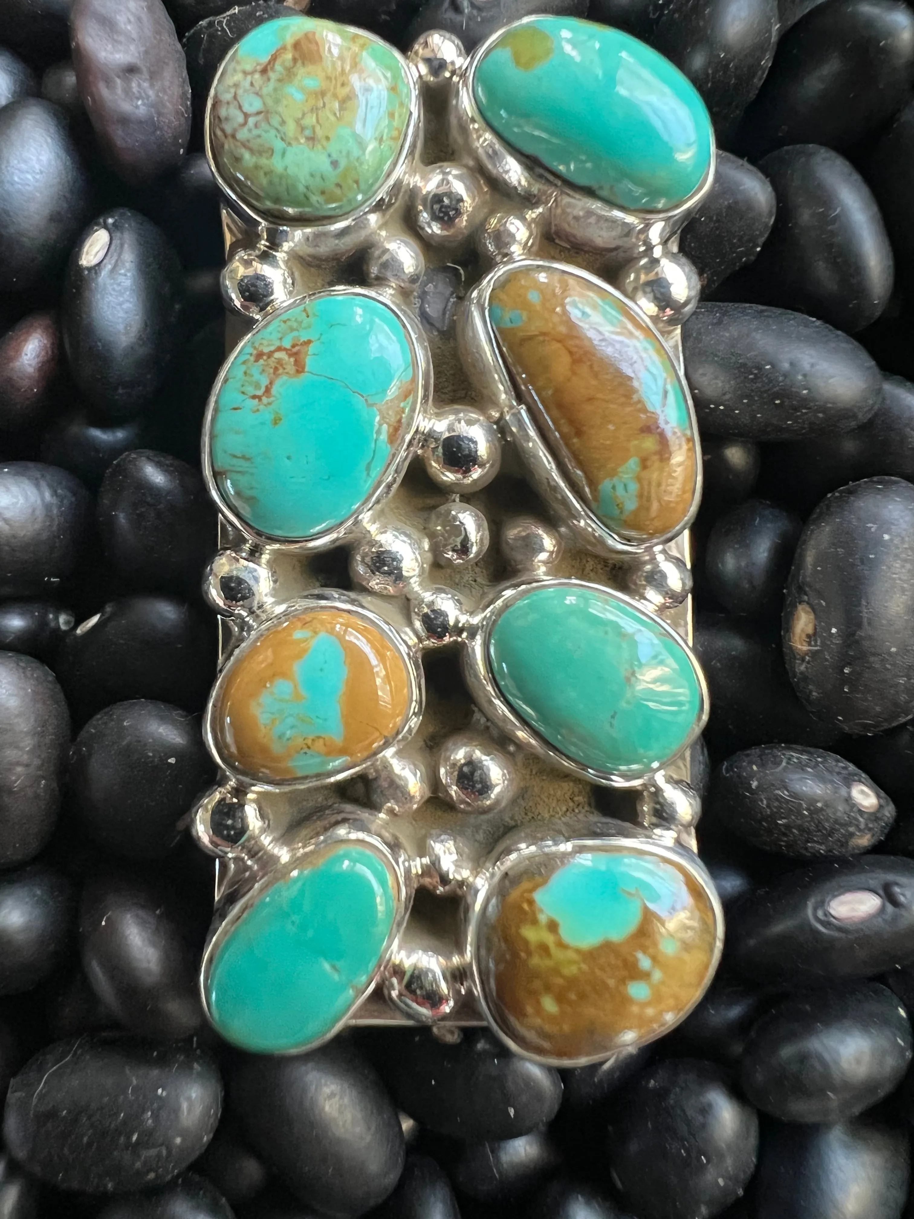 8 stone Turquoise Cluster Ring
