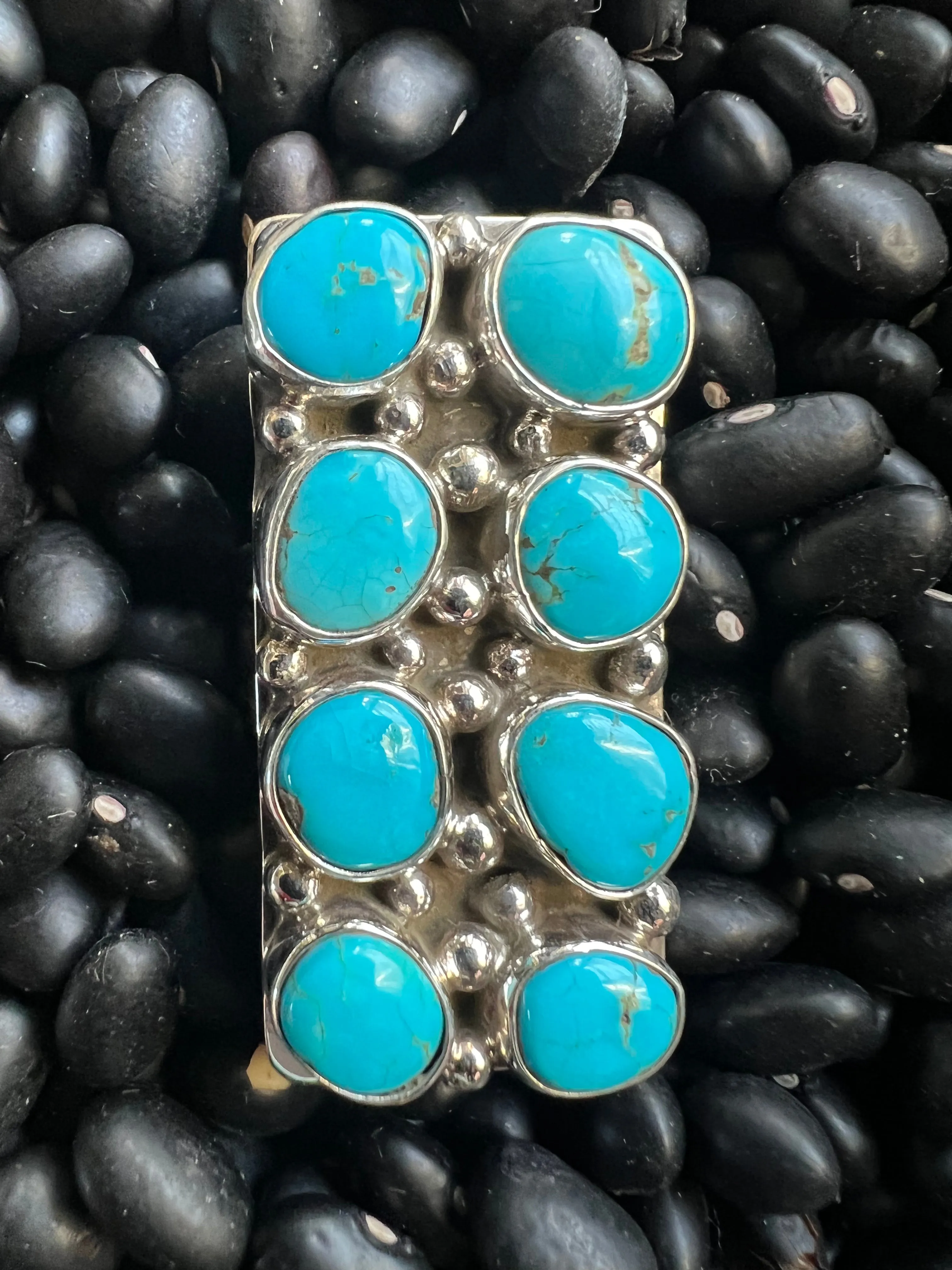 8 stone Turquoise Cluster Ring