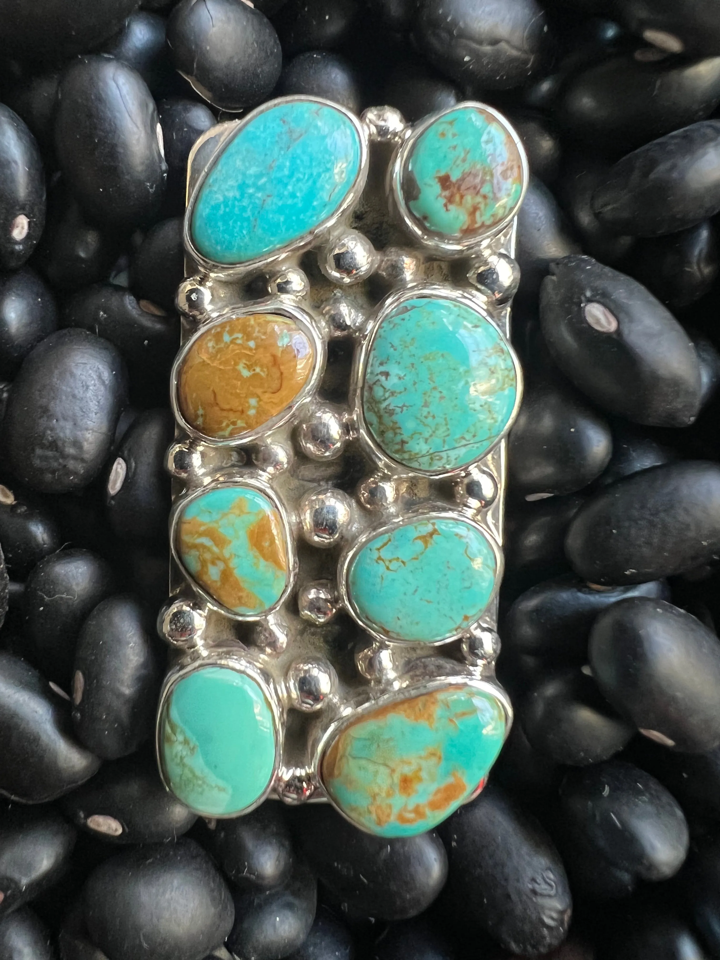 8 stone Turquoise Cluster Ring
