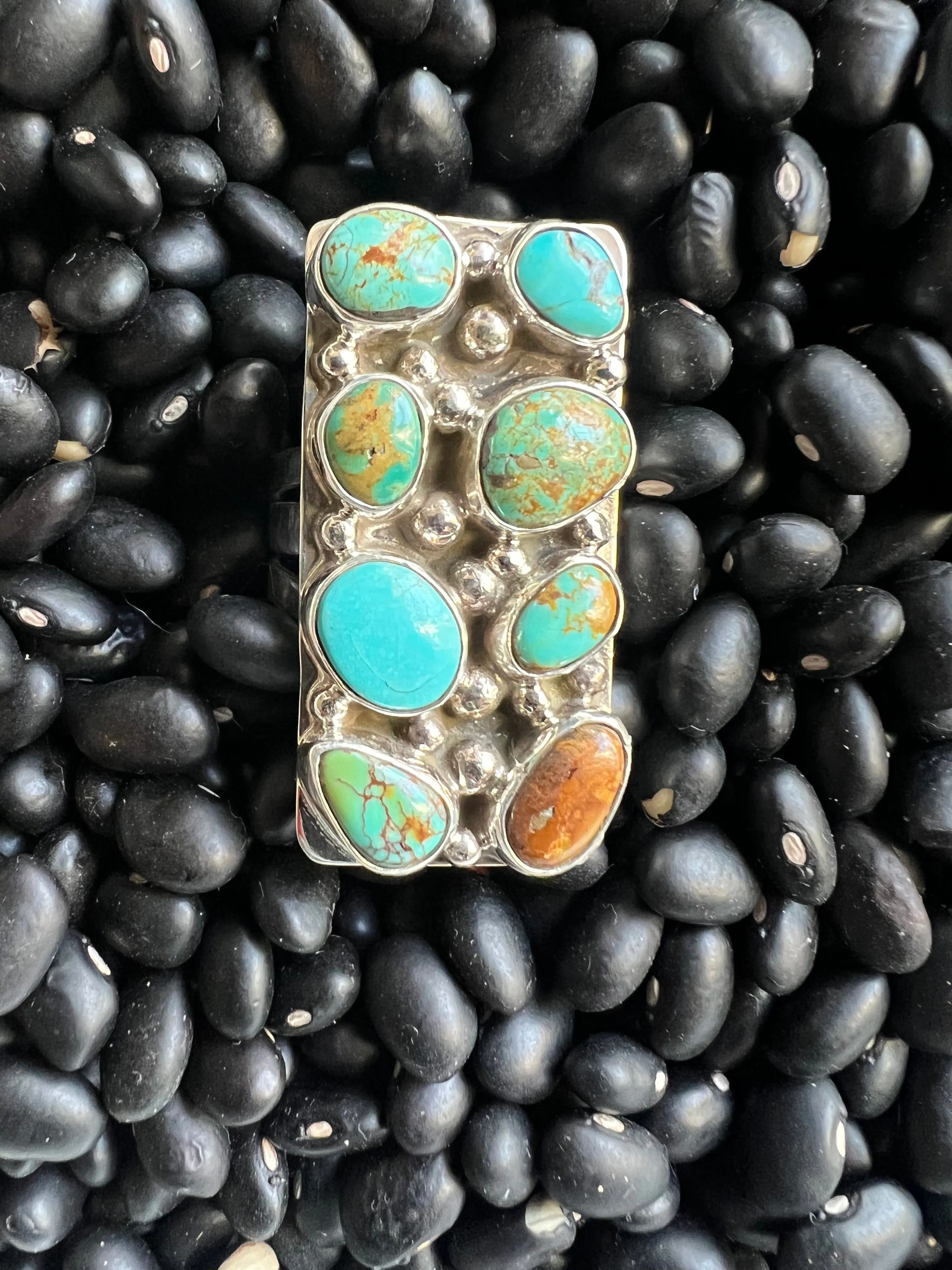 8 stone Turquoise Cluster Ring