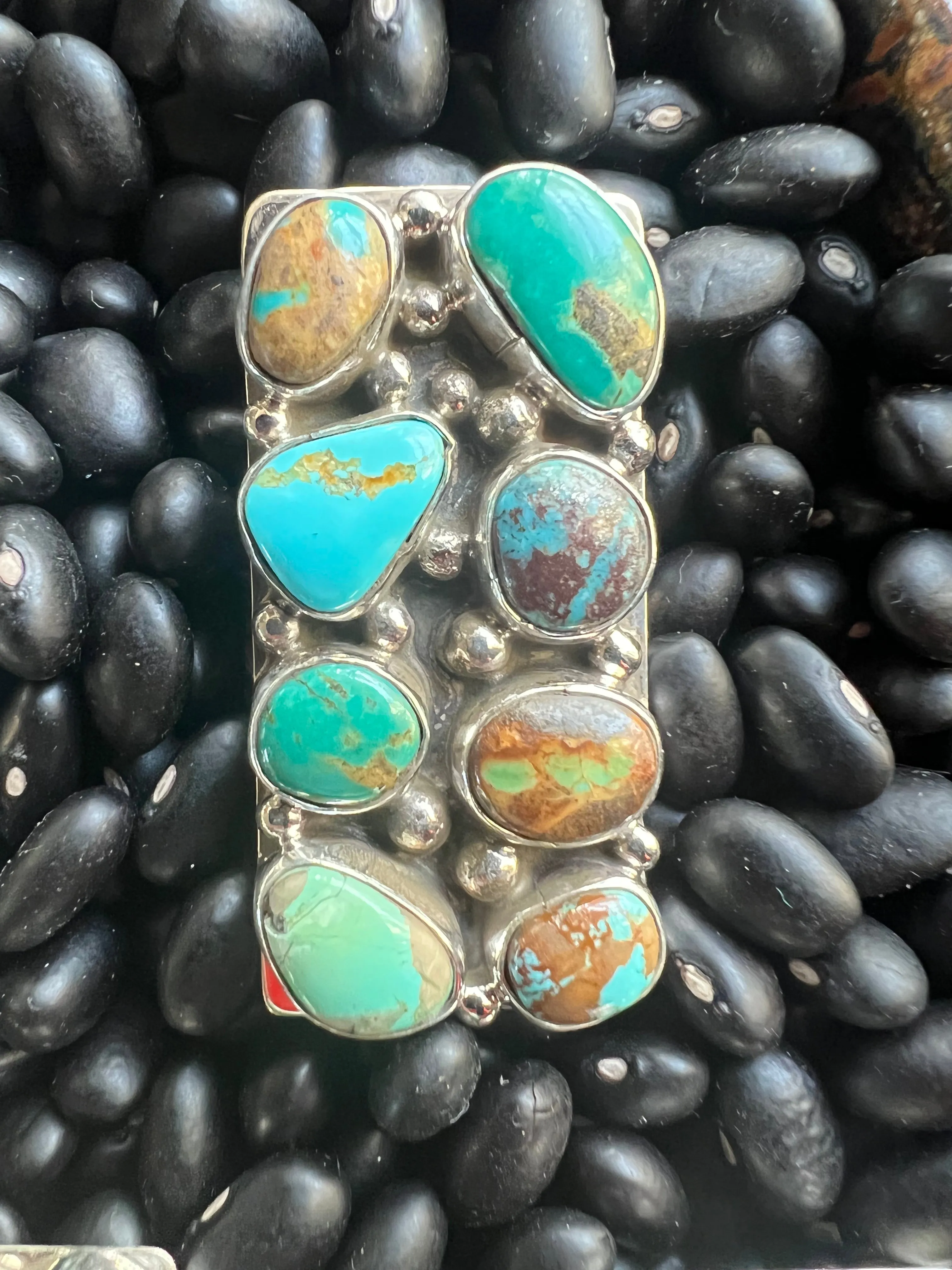 8 stone Turquoise Cluster Ring