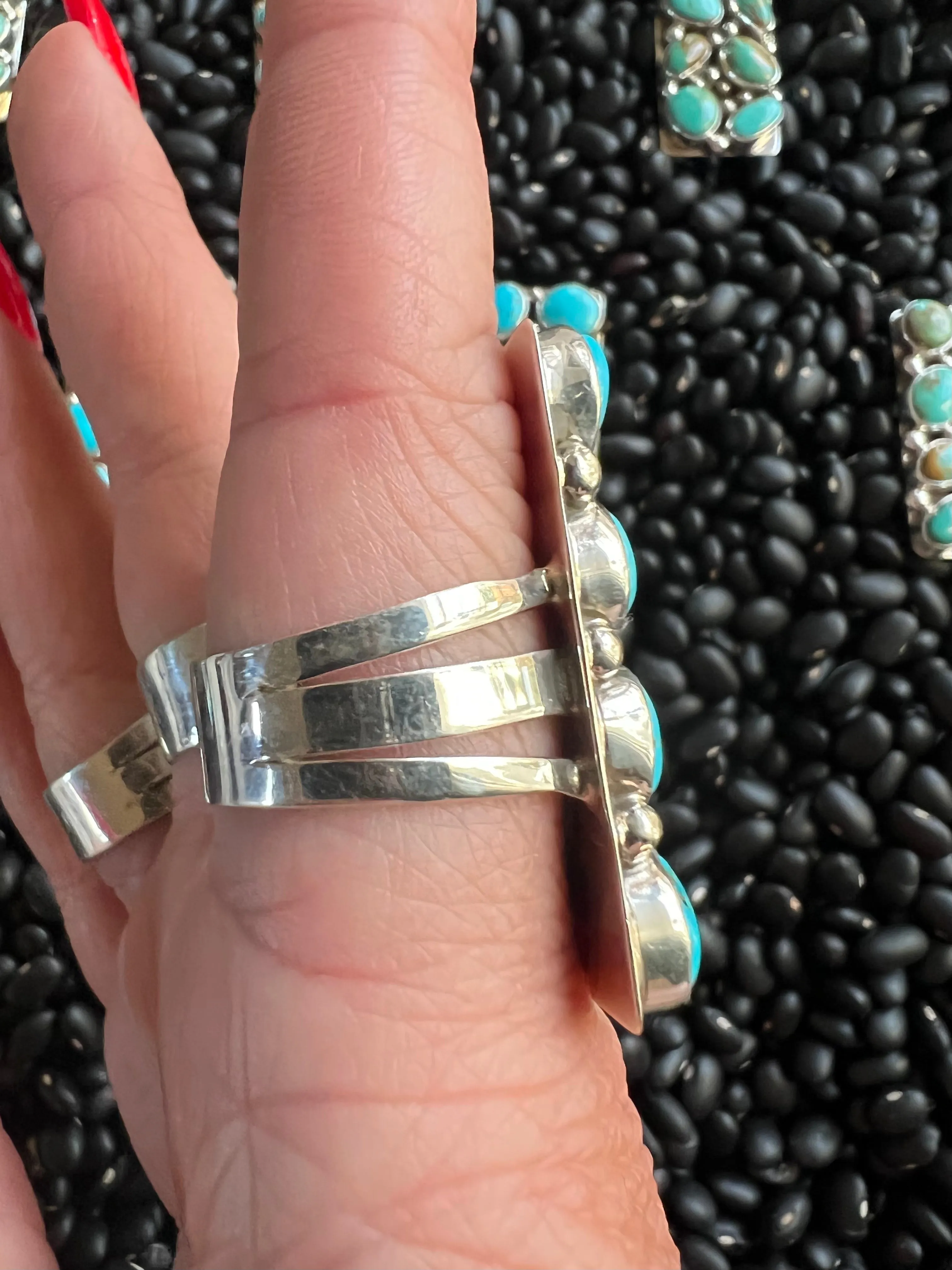 8 stone Turquoise Cluster Ring