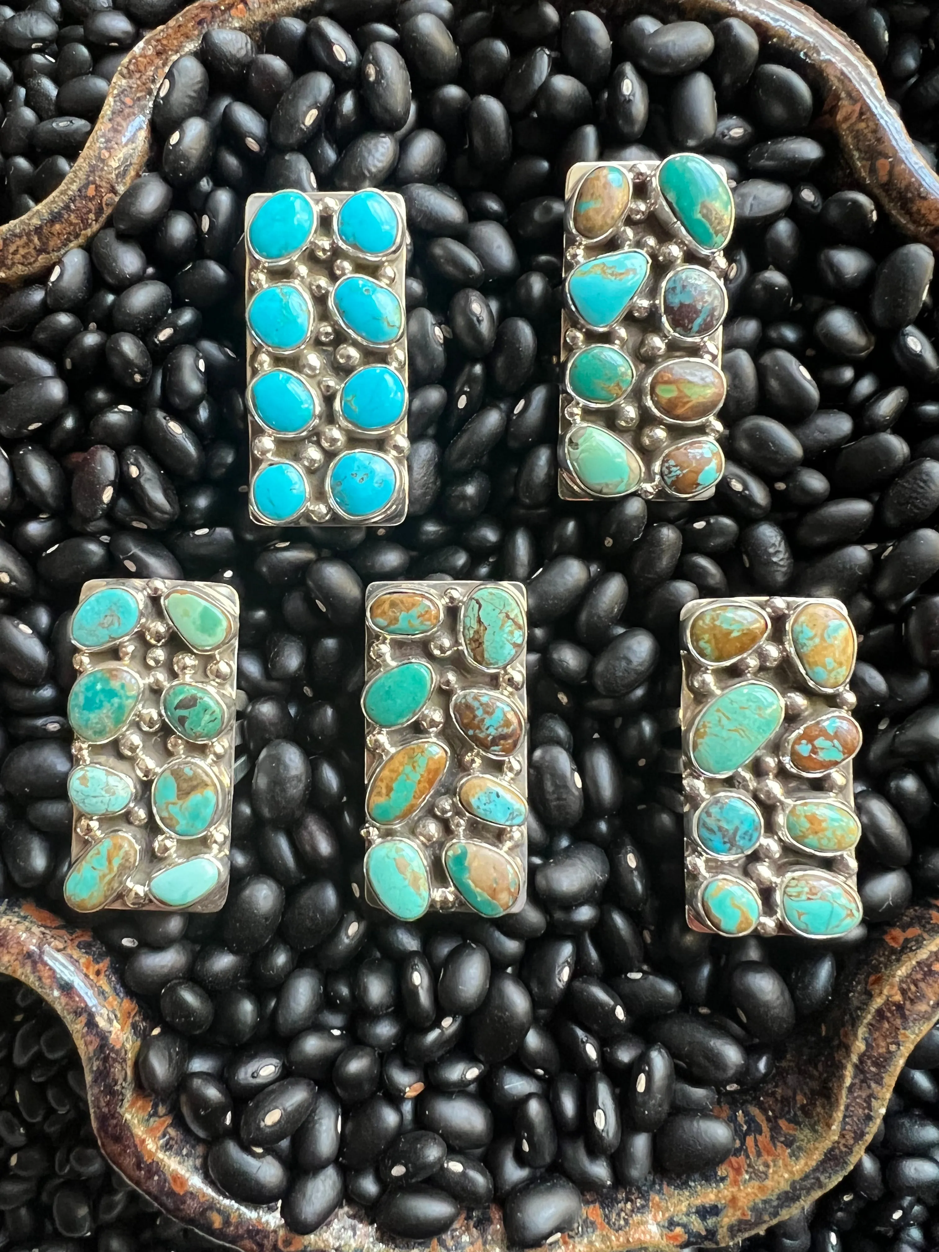 8 stone Turquoise Cluster Ring