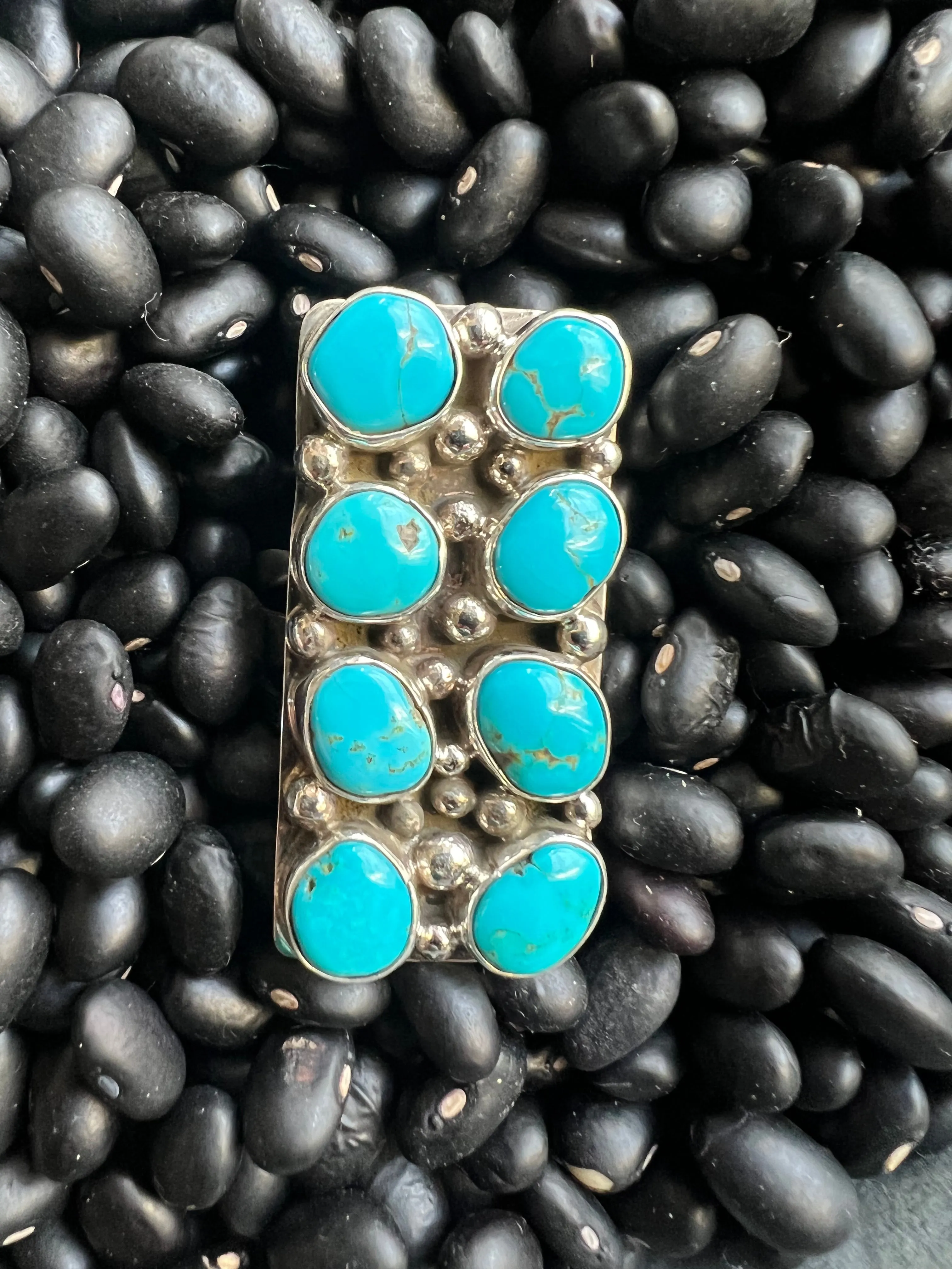 8 stone Turquoise Cluster Ring
