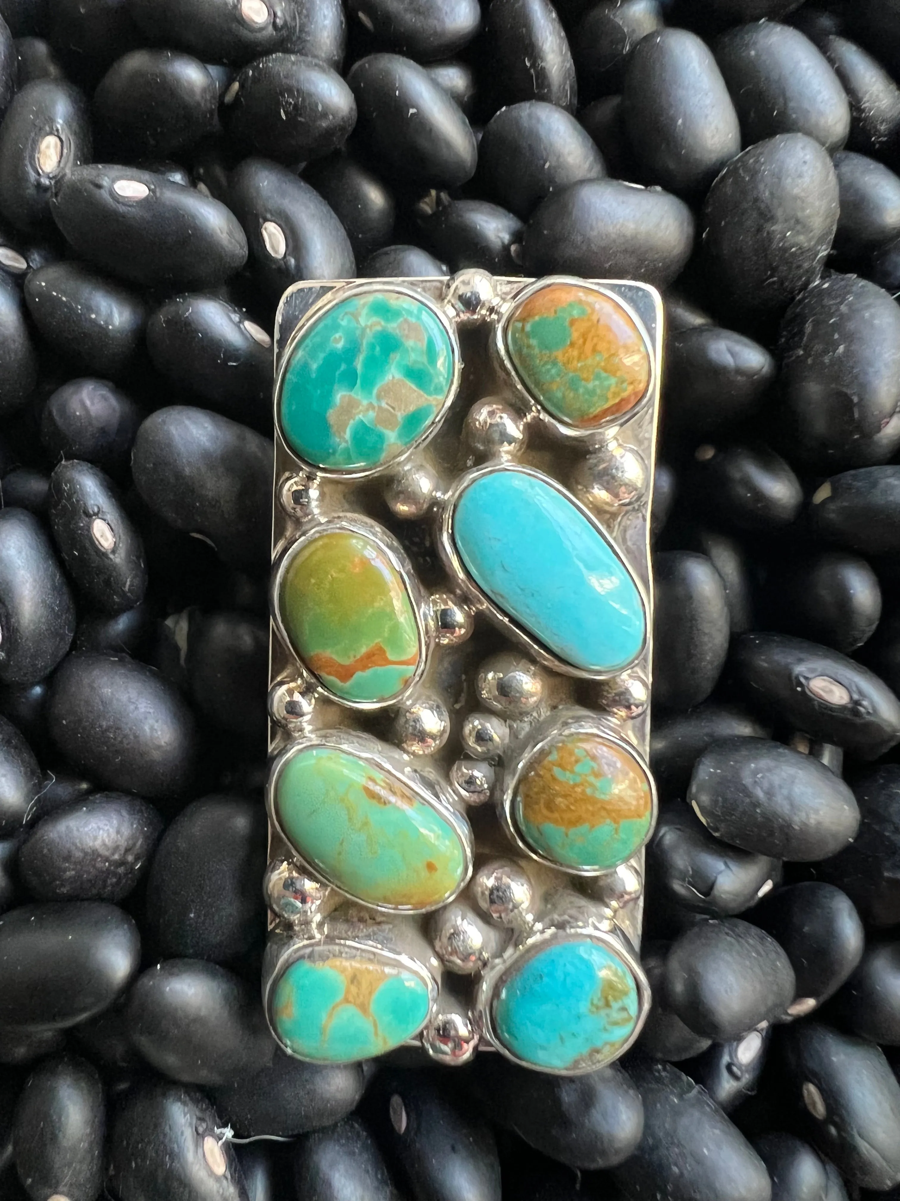 8 stone Turquoise Cluster Ring