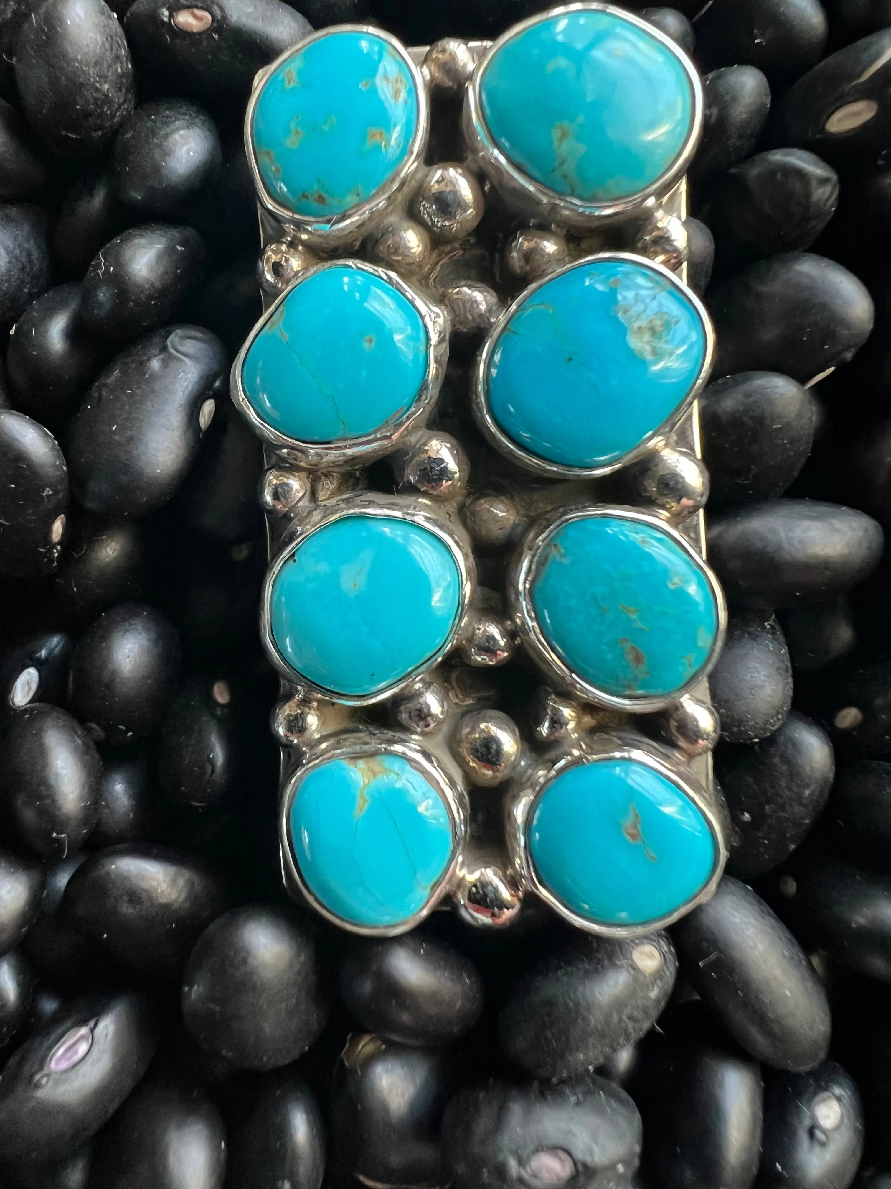8 stone Turquoise Cluster Ring