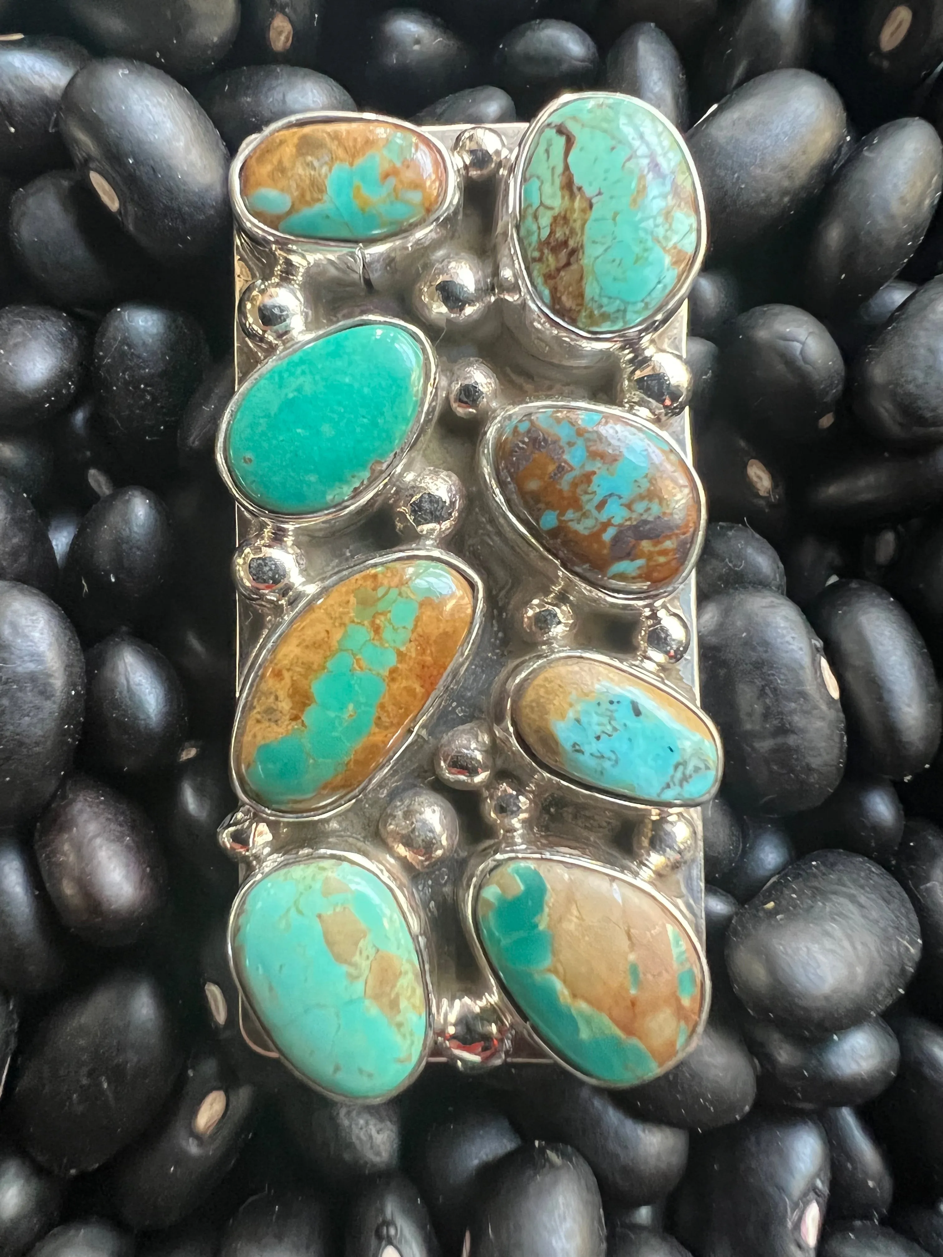 8 stone Turquoise Cluster Ring
