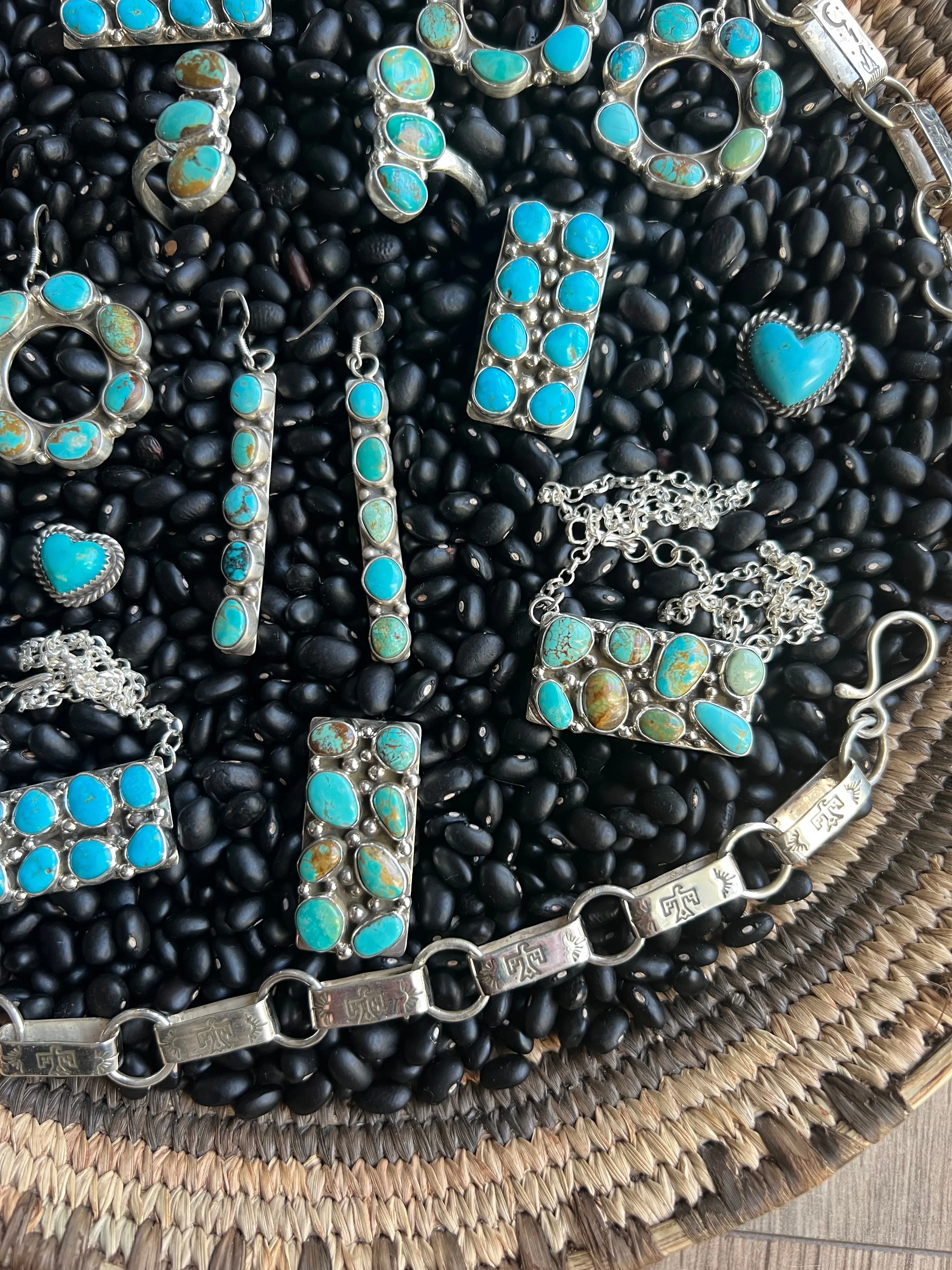 8 stone Turquoise Cluster Ring
