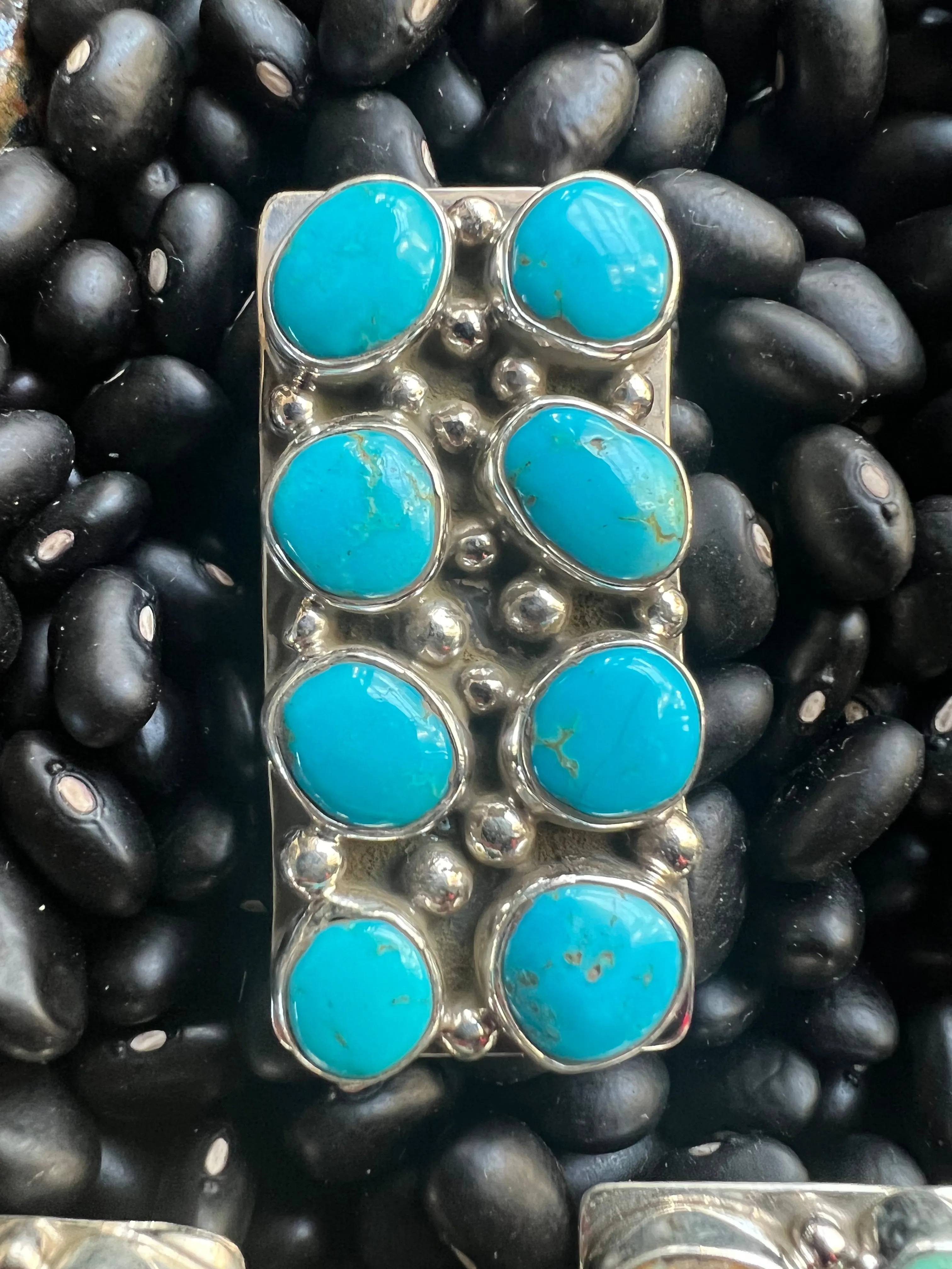 8 stone Turquoise Cluster Ring