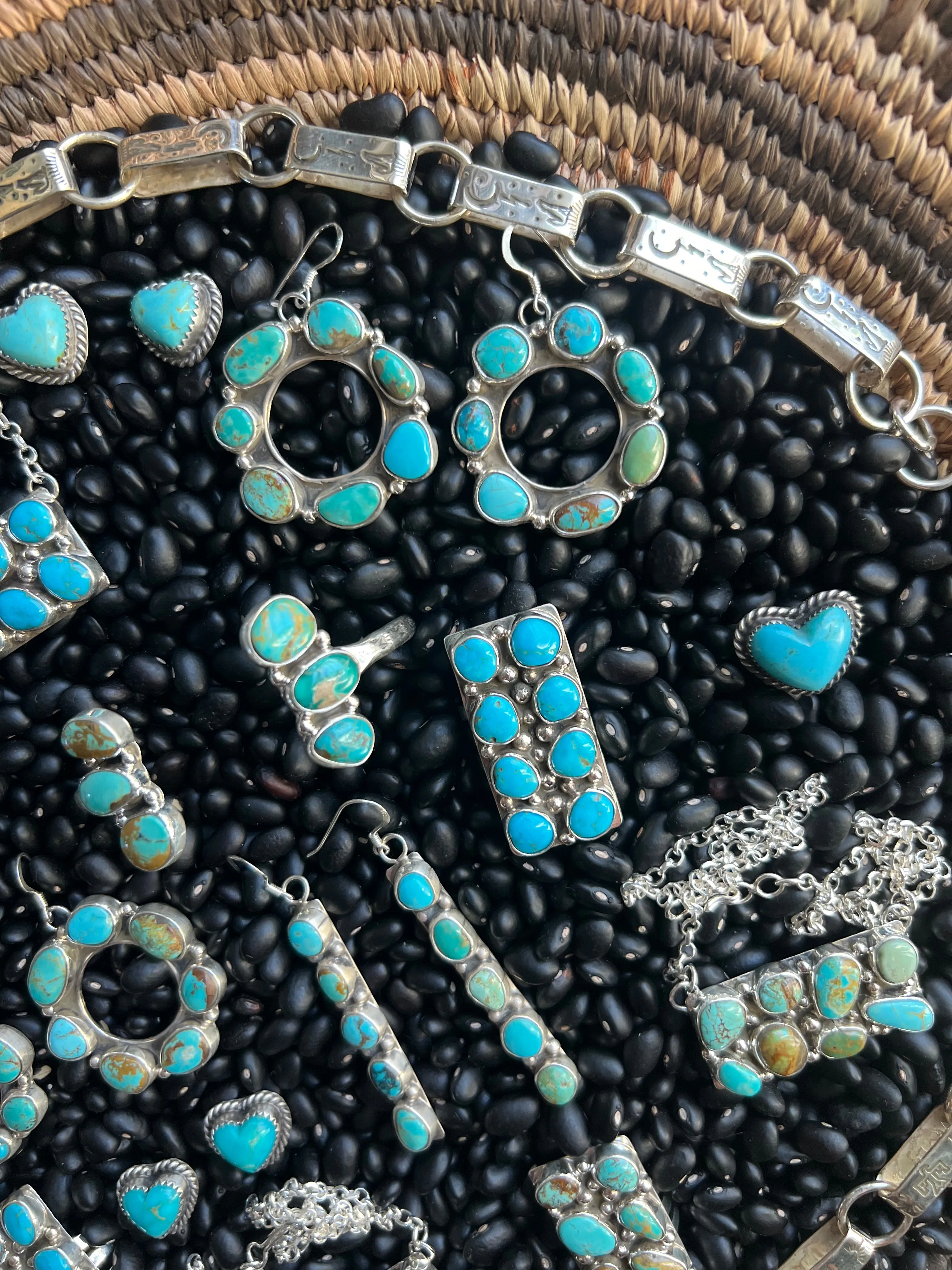 8 stone Turquoise Cluster Ring