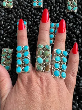 8 stone Turquoise Cluster Ring