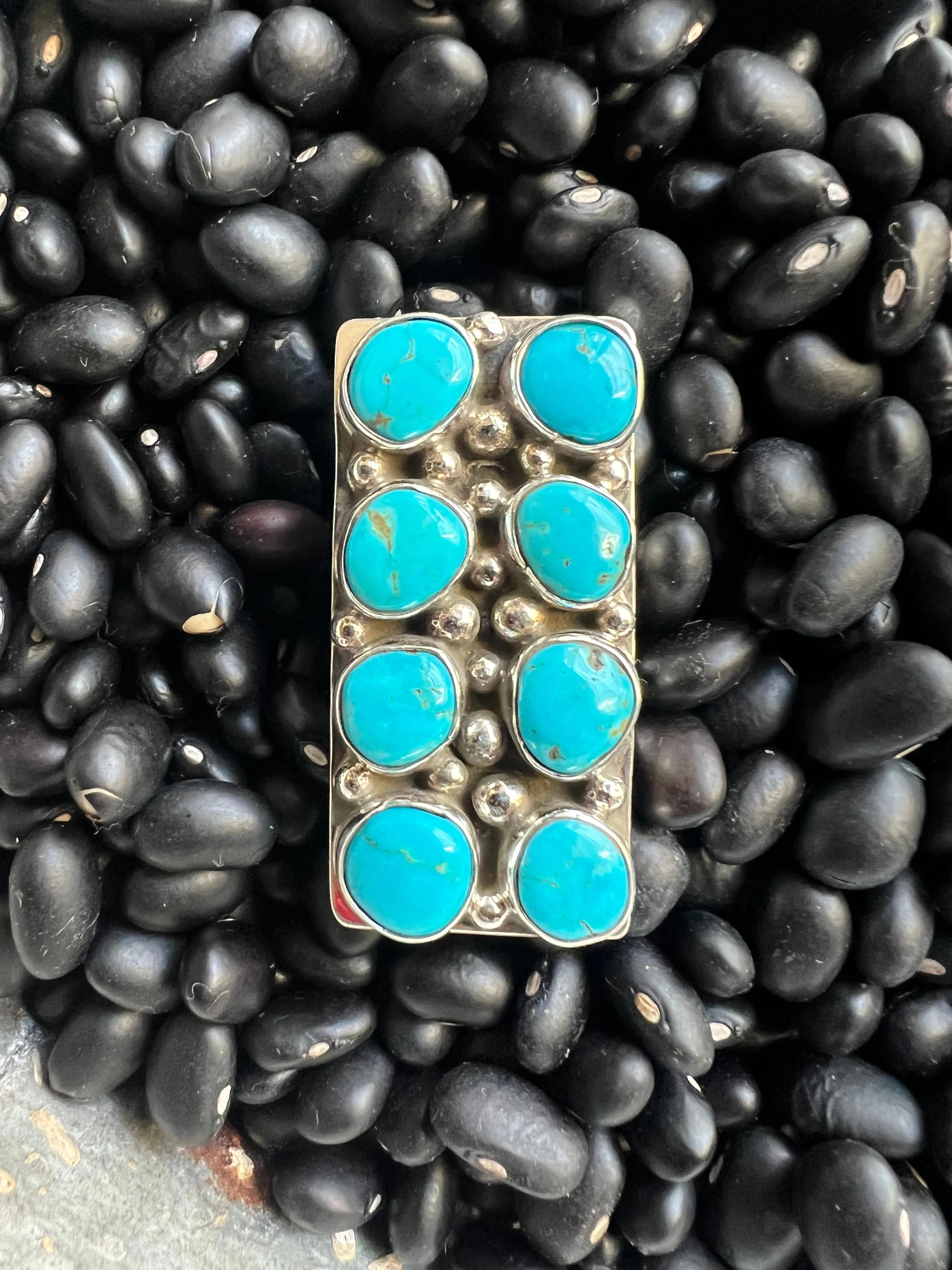 8 stone Turquoise Cluster Ring