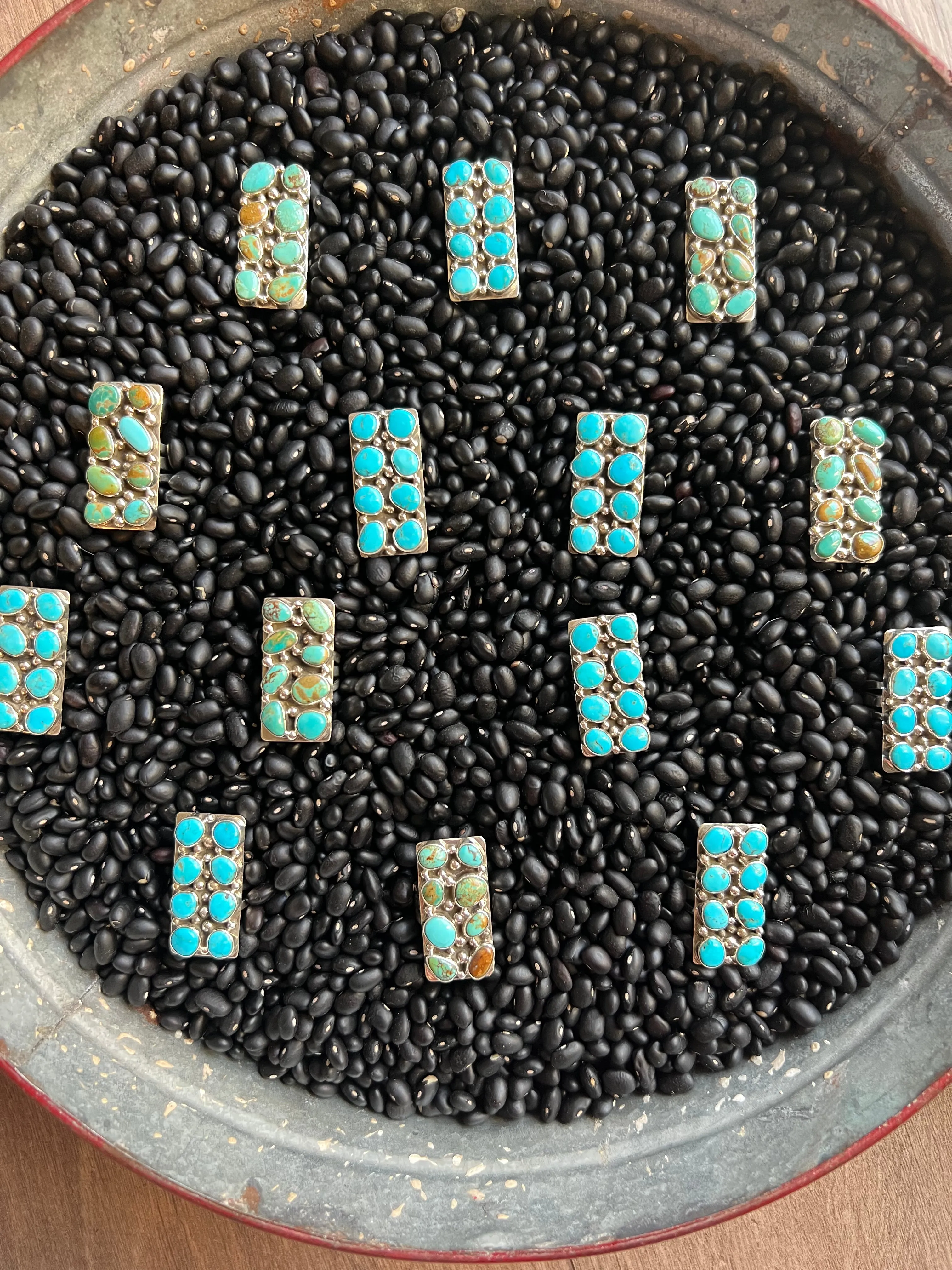 8 stone Turquoise Cluster Ring