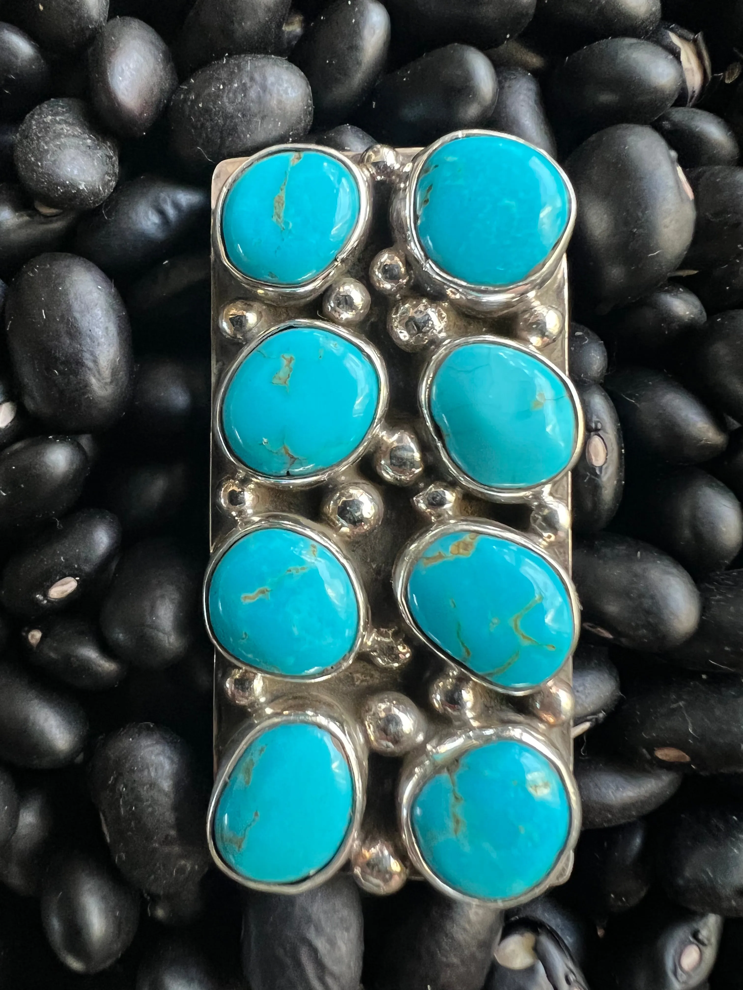 8 stone Turquoise Cluster Ring
