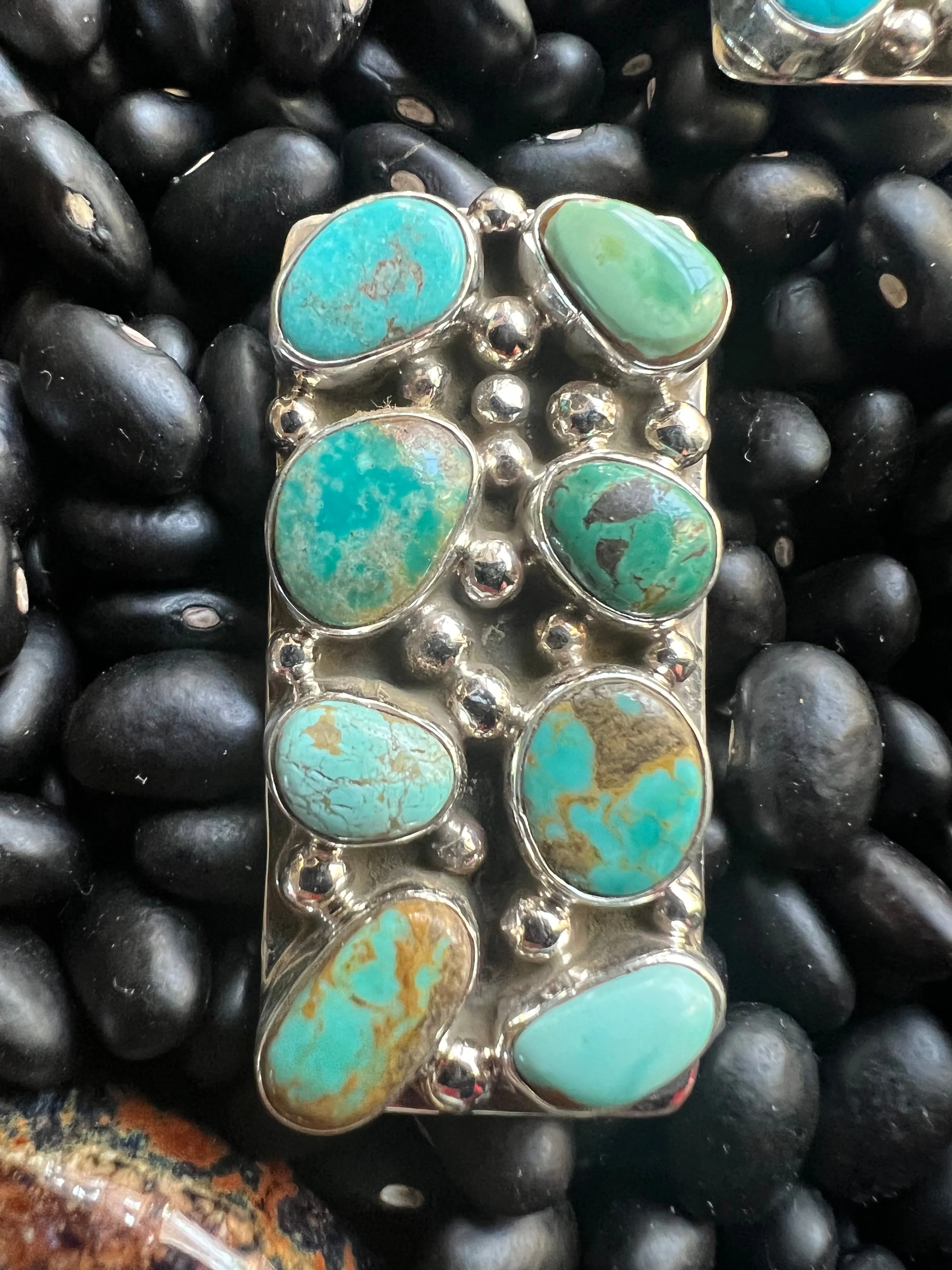 8 stone Turquoise Cluster Ring