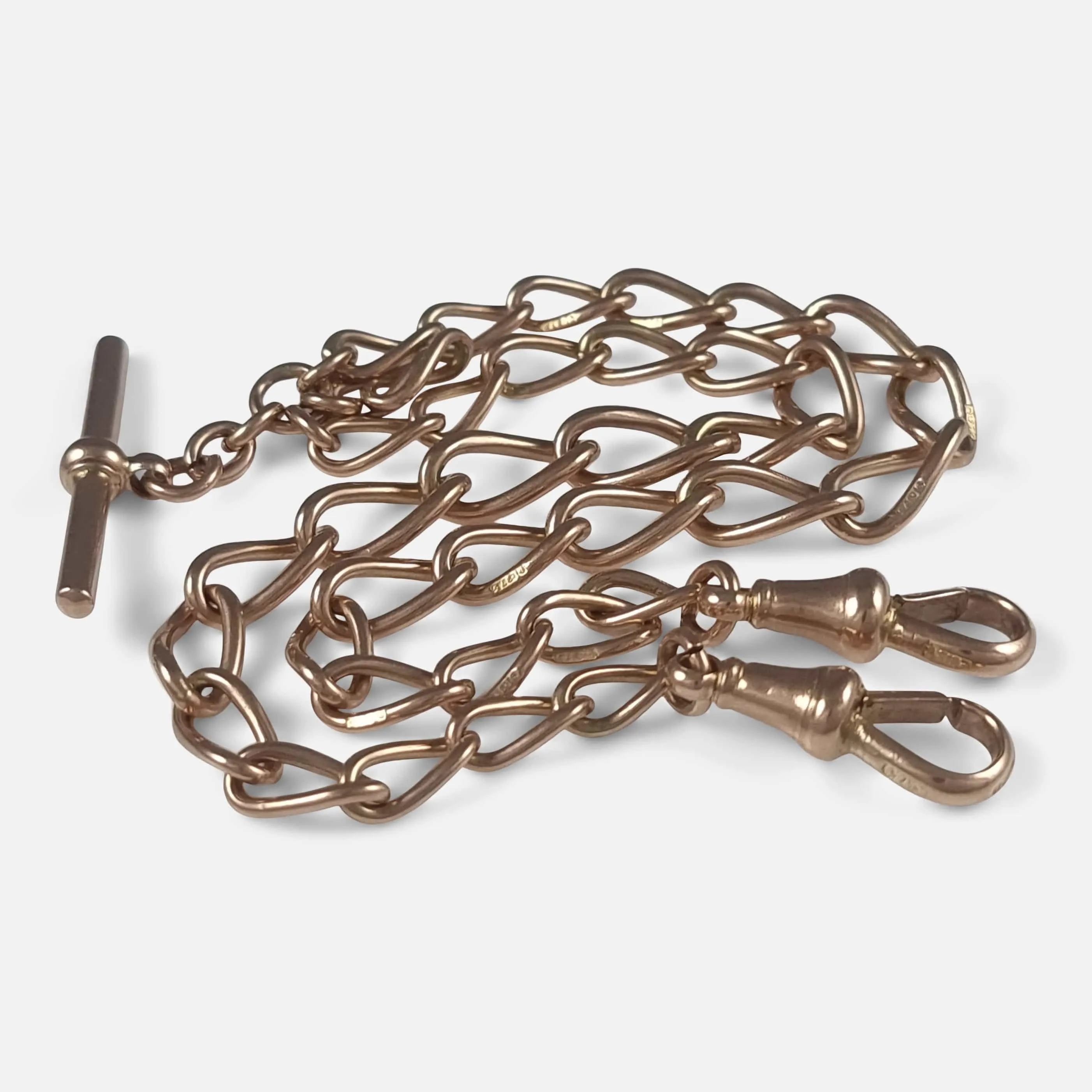 9ct Rose Gold Double Albert Watch Chain - 1918 - 29.0 grams