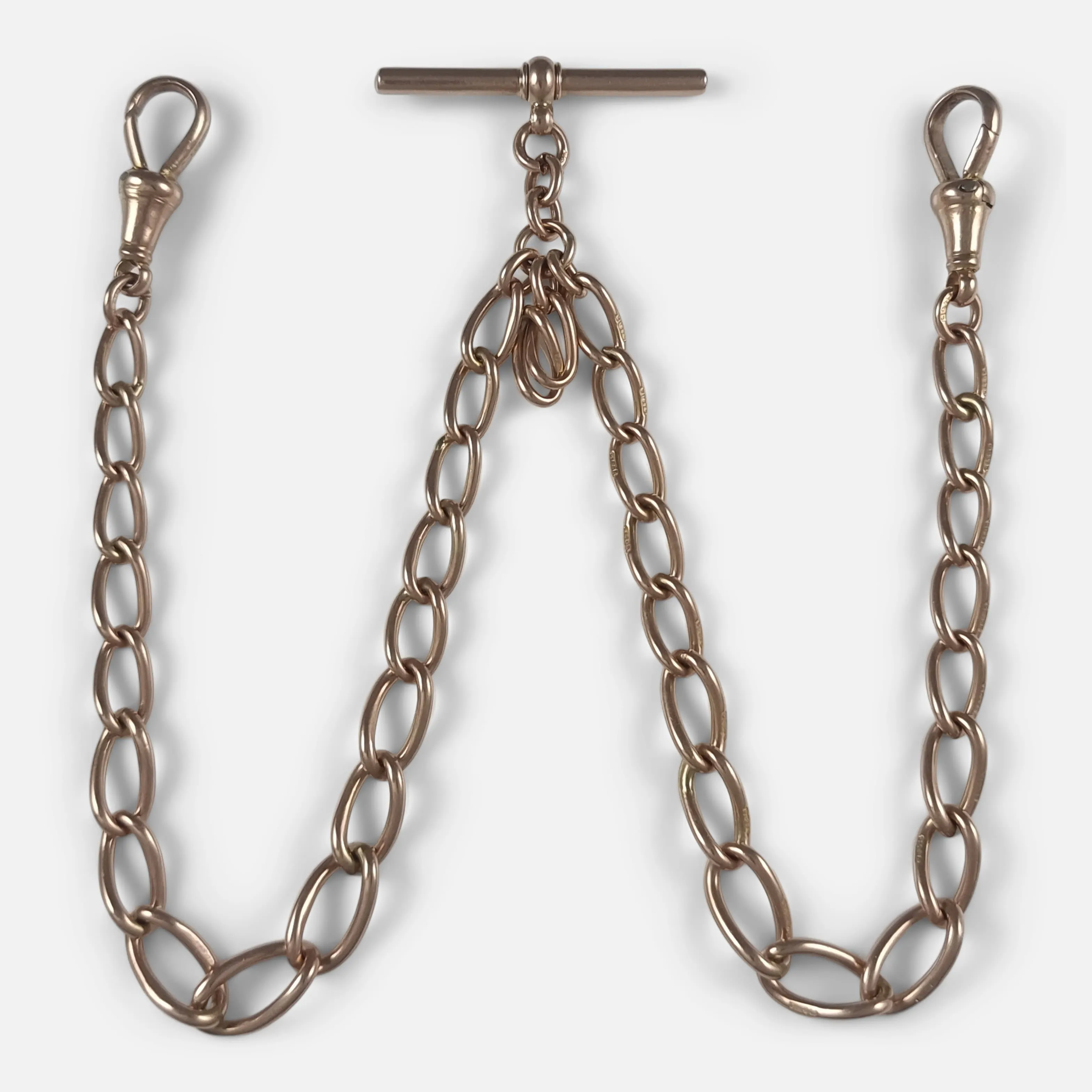 9ct Rose Gold Double Albert Watch Chain - 1918 - 29.0 grams