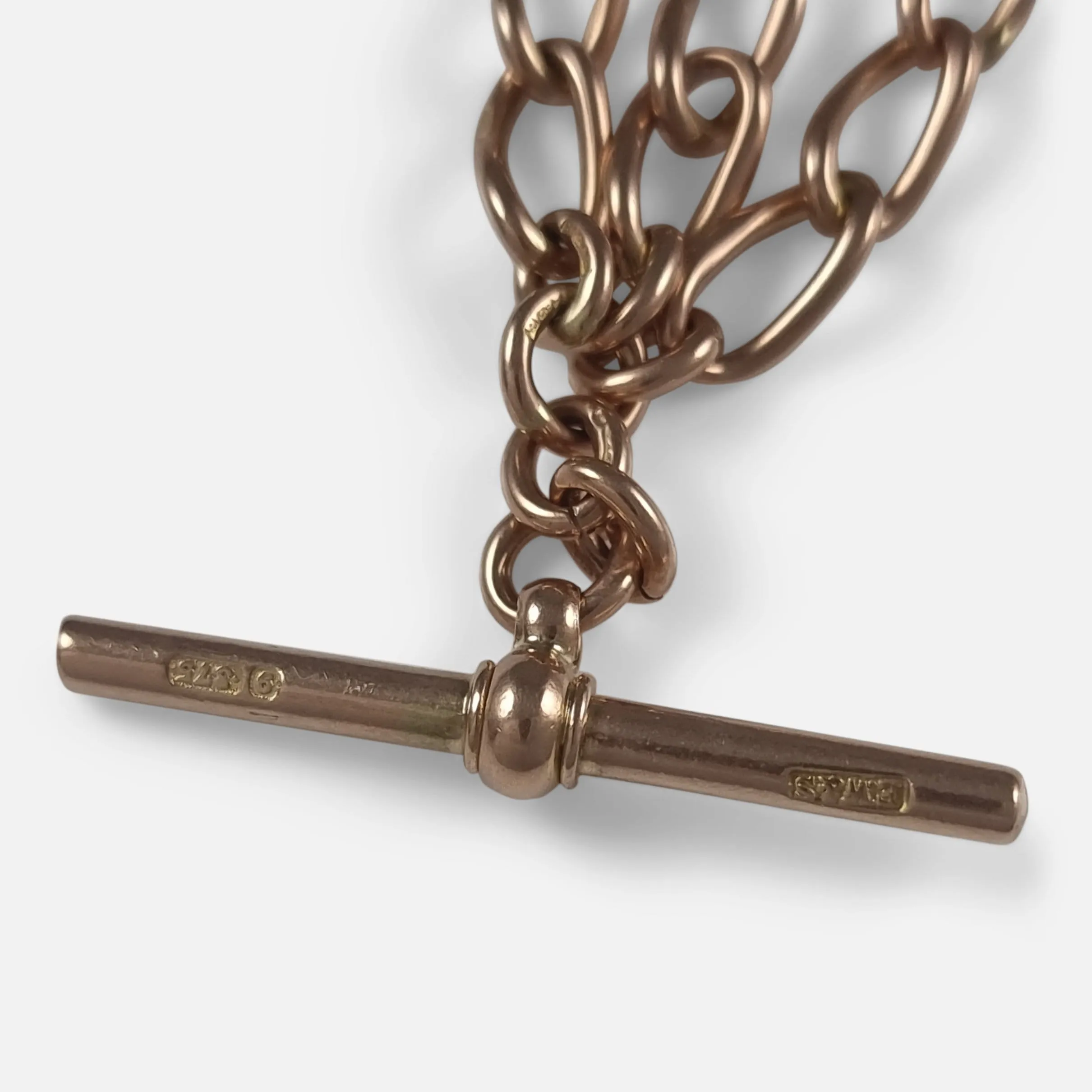 9ct Rose Gold Double Albert Watch Chain - 1918 - 29.0 grams