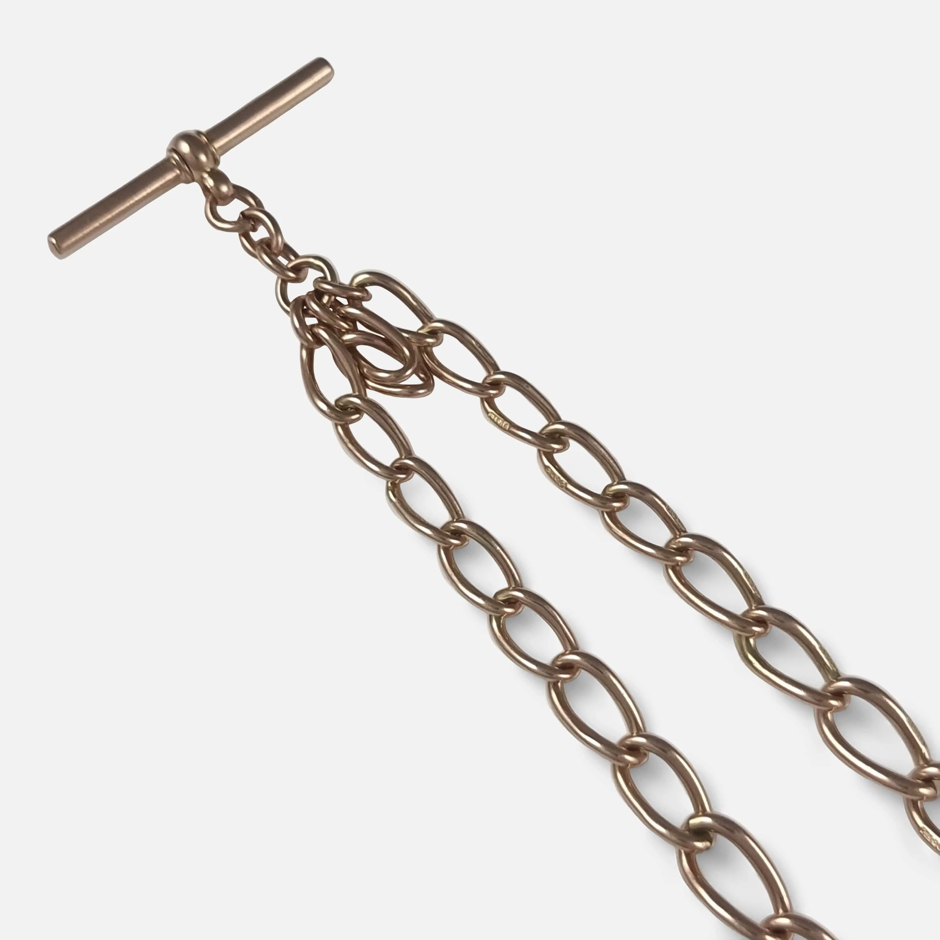 9ct Rose Gold Double Albert Watch Chain - 1918 - 29.0 grams